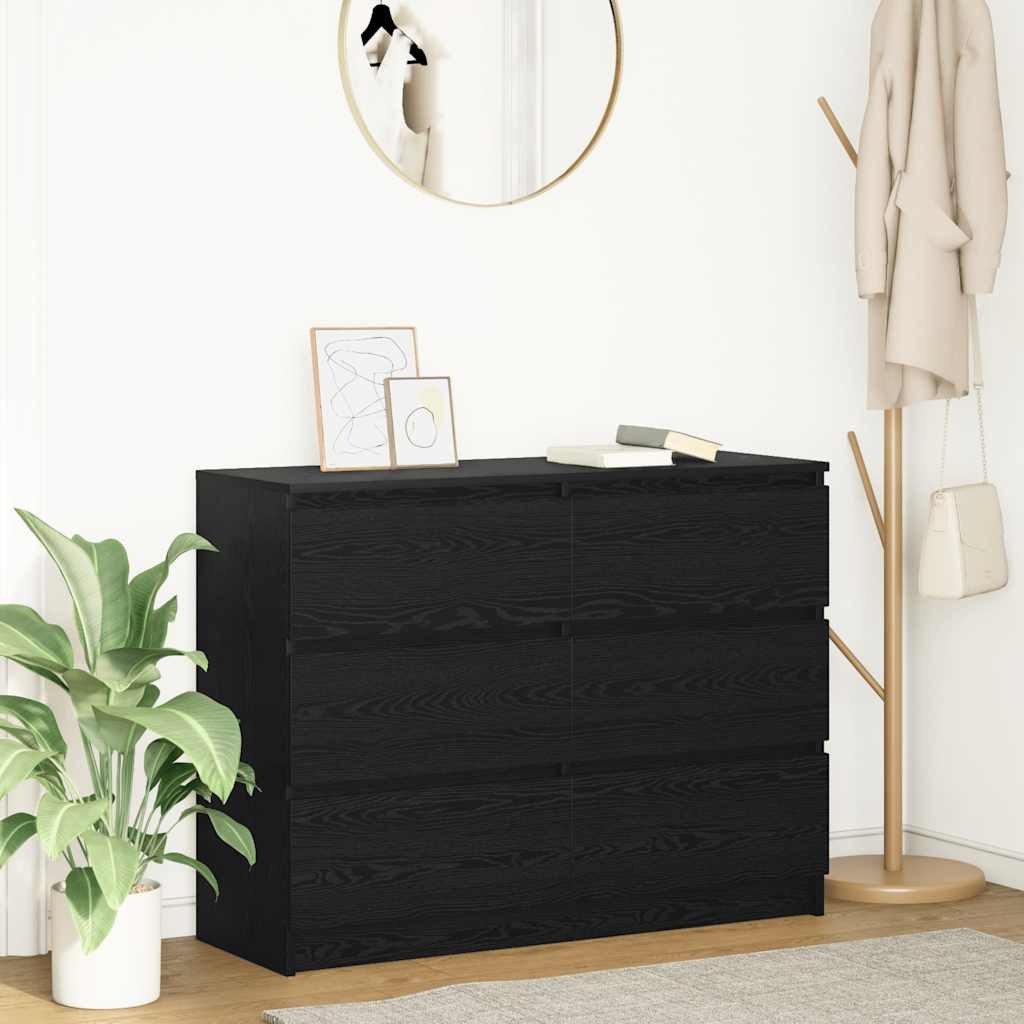 vidaXL Sideboard Sideboard Schwarz Eichen-Optik 100x35x76 cm Holzwerkstoff (1 St)