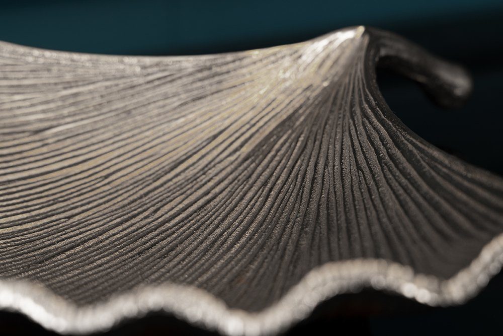 riess-ambiente Dekoschale GINKGO 33cm silber (Einzelartikel, 1 St), Wohnzimmer · Metall · handmade · Schmuck · Boho