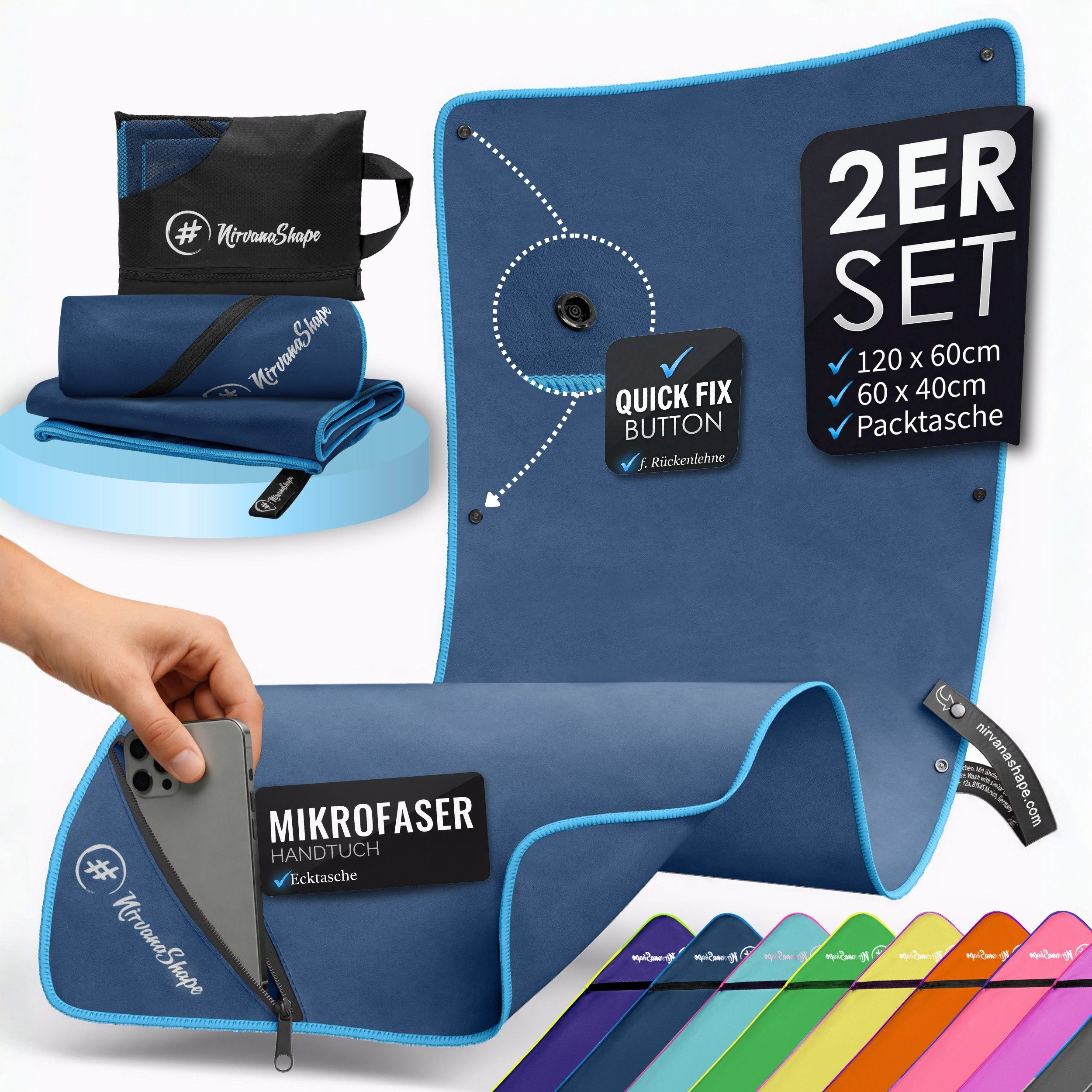 NirvanaShape Reisehandtuch Mikrofaser Handtuch, Badehandtuch, Reisehandtuch günstig online kaufen