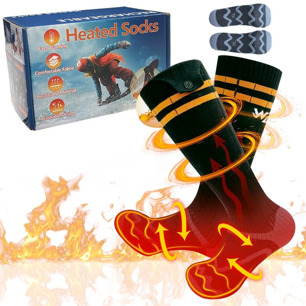 Heizsocken, warme und waschbare DOPWii Thermosocken batteriebetriebene Socken