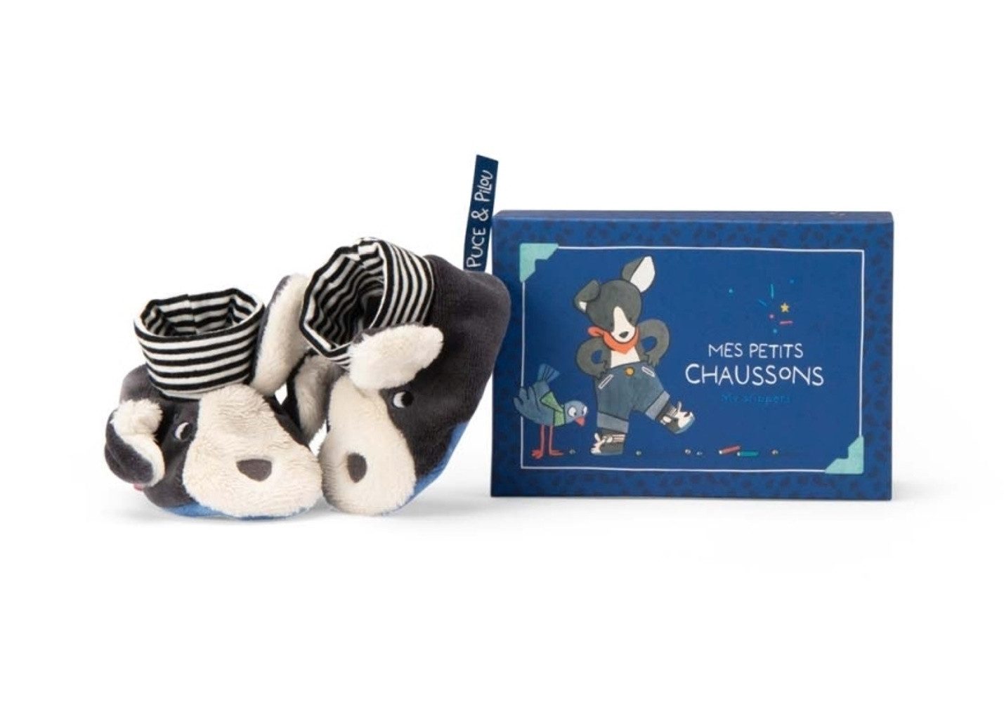 Moulin Roty Baby Stoffschühchen Babyschuhe 0-6 m Stoffschuhe Geschenkbox Krabbelschuh