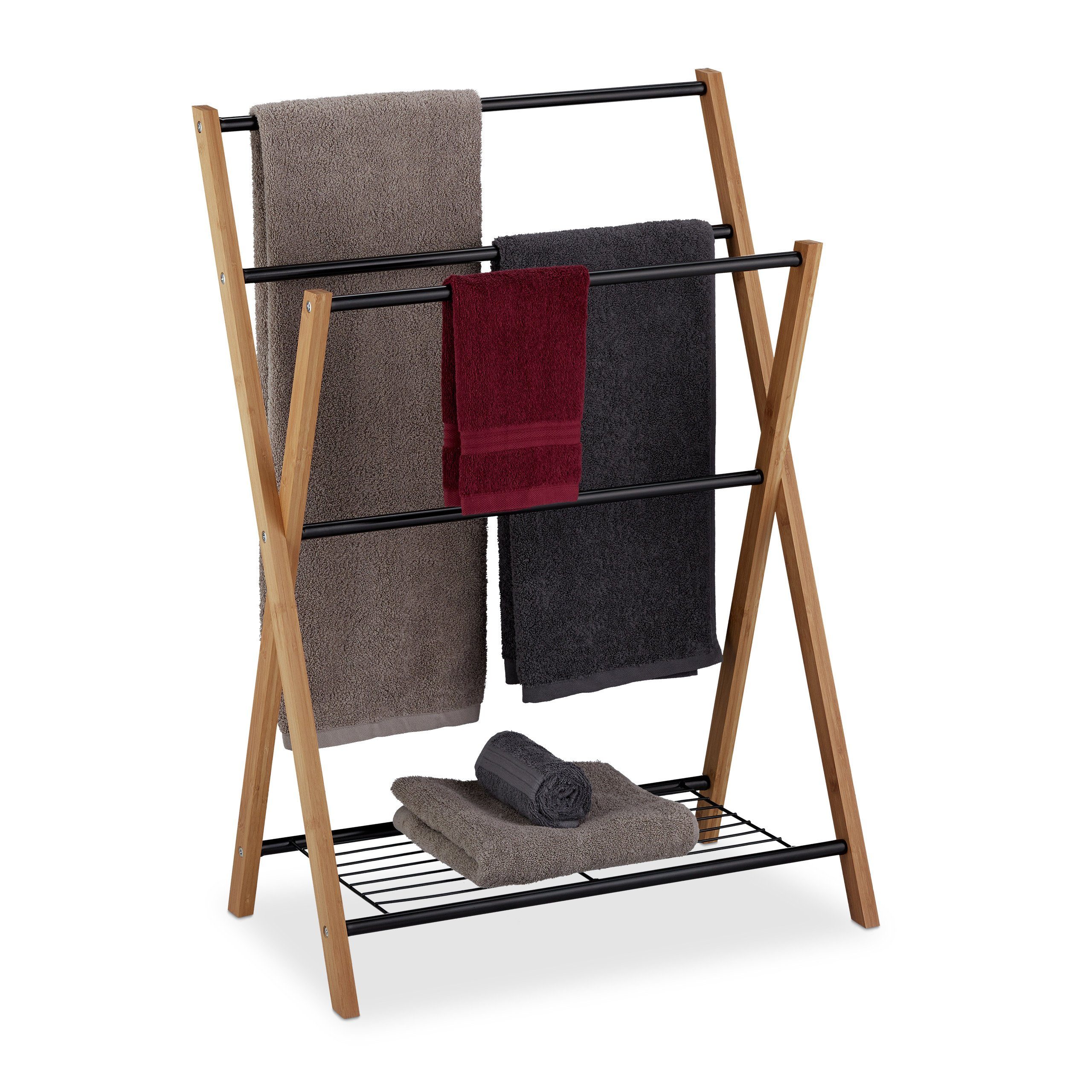 relaxdays Handtuchständer Stehender Handtuchhalter mit Ablage günstig online kaufen