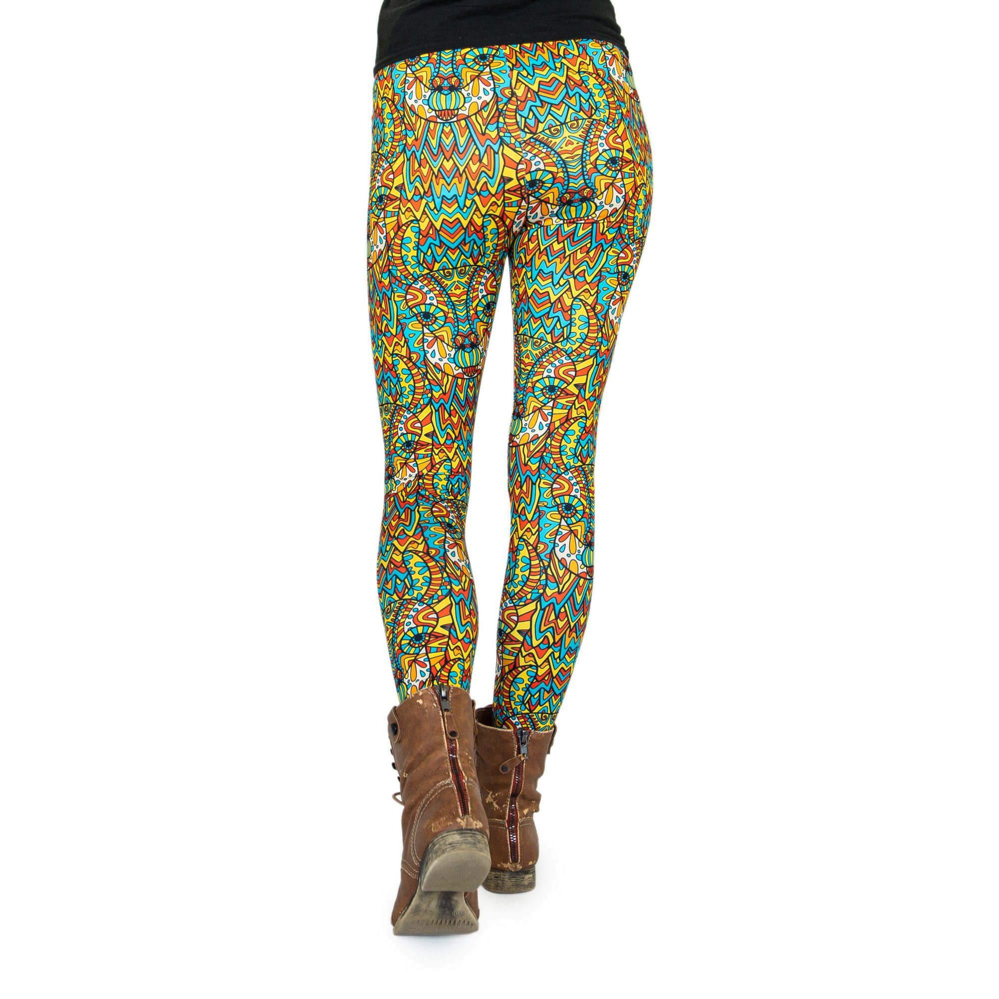 cosey Leggings Bedruckte Bunte Lama-Leggings/Tights Tier (Einheitsgröße XS-L) Maya Lama