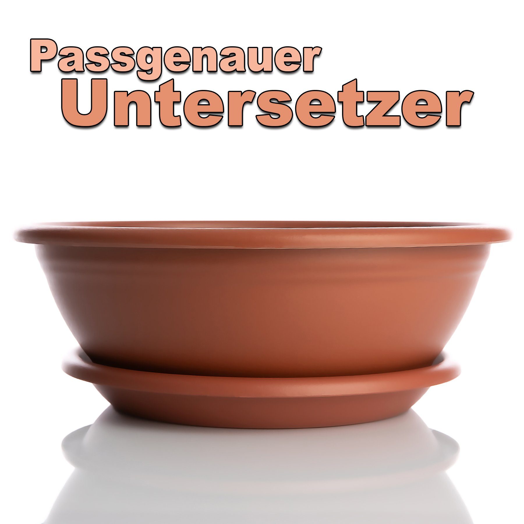 mit passenden 29 Blumentopf Set BigDean Untersetzern 2er Ø Terrakotta Pflanzschale cm und Wasserablauf