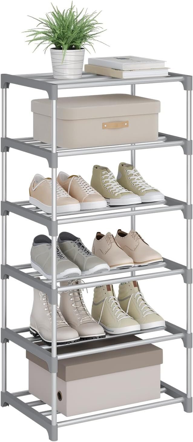 Woltu Schuhregal, offener Schuhschrank Metall. 6 Ebenen für 12 Paar Schuhe