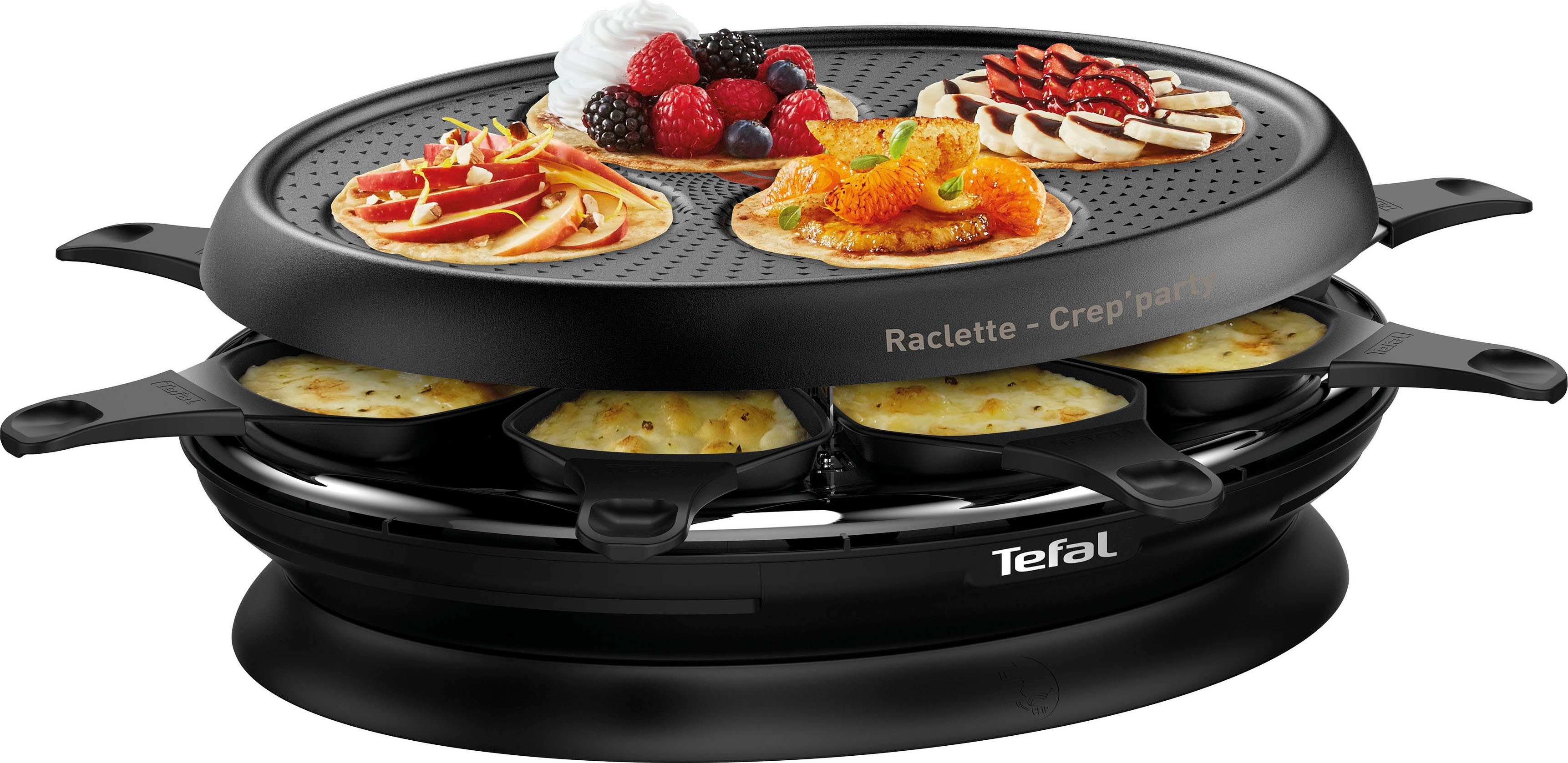 Tefal Raclette RE3208 2-in-1 Store'In, 8 Raclettepfännchen, 1050 W