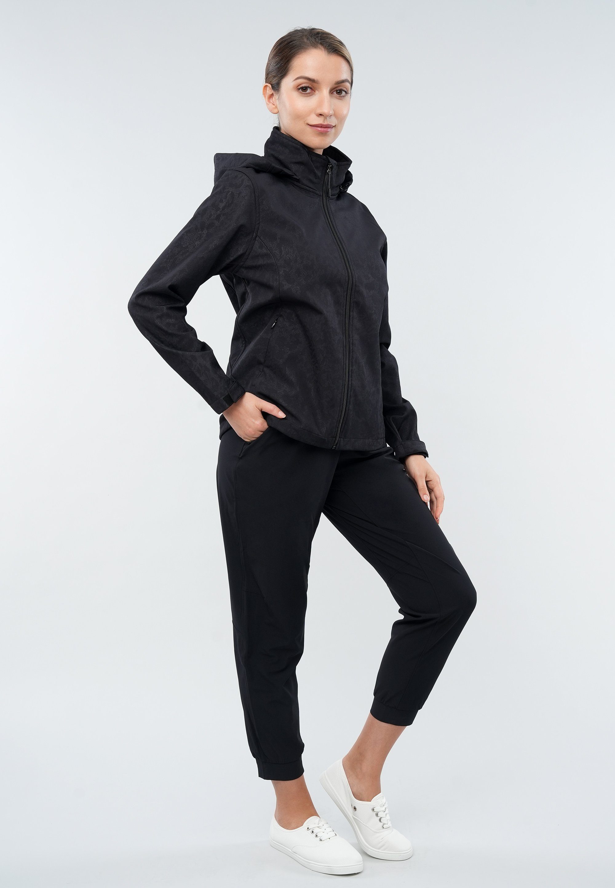 Softshelljacke mit wasserabweisender G Motion Funktion GIORDANO schwarz-meliert