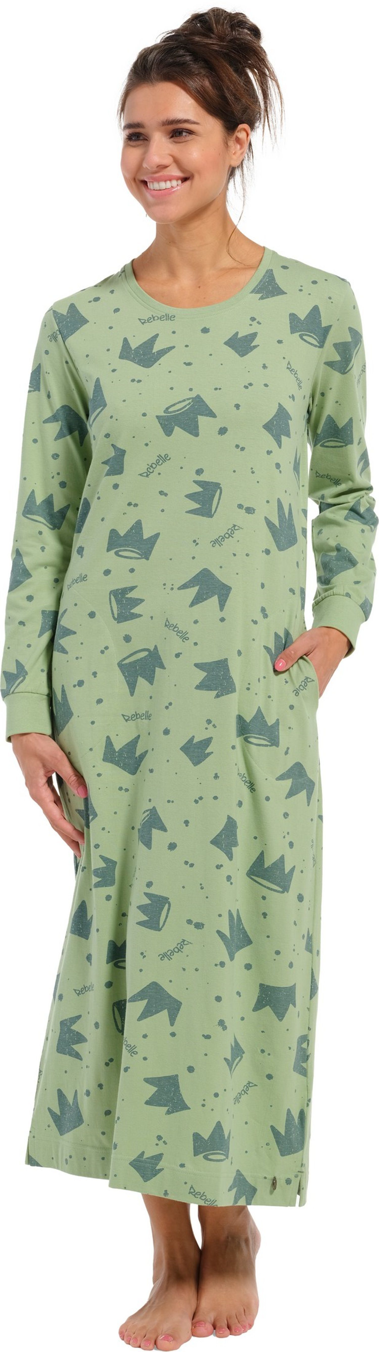 Rebelle Nachthemd Damen Schlafshirt lang (1-tlg) Baumwolle