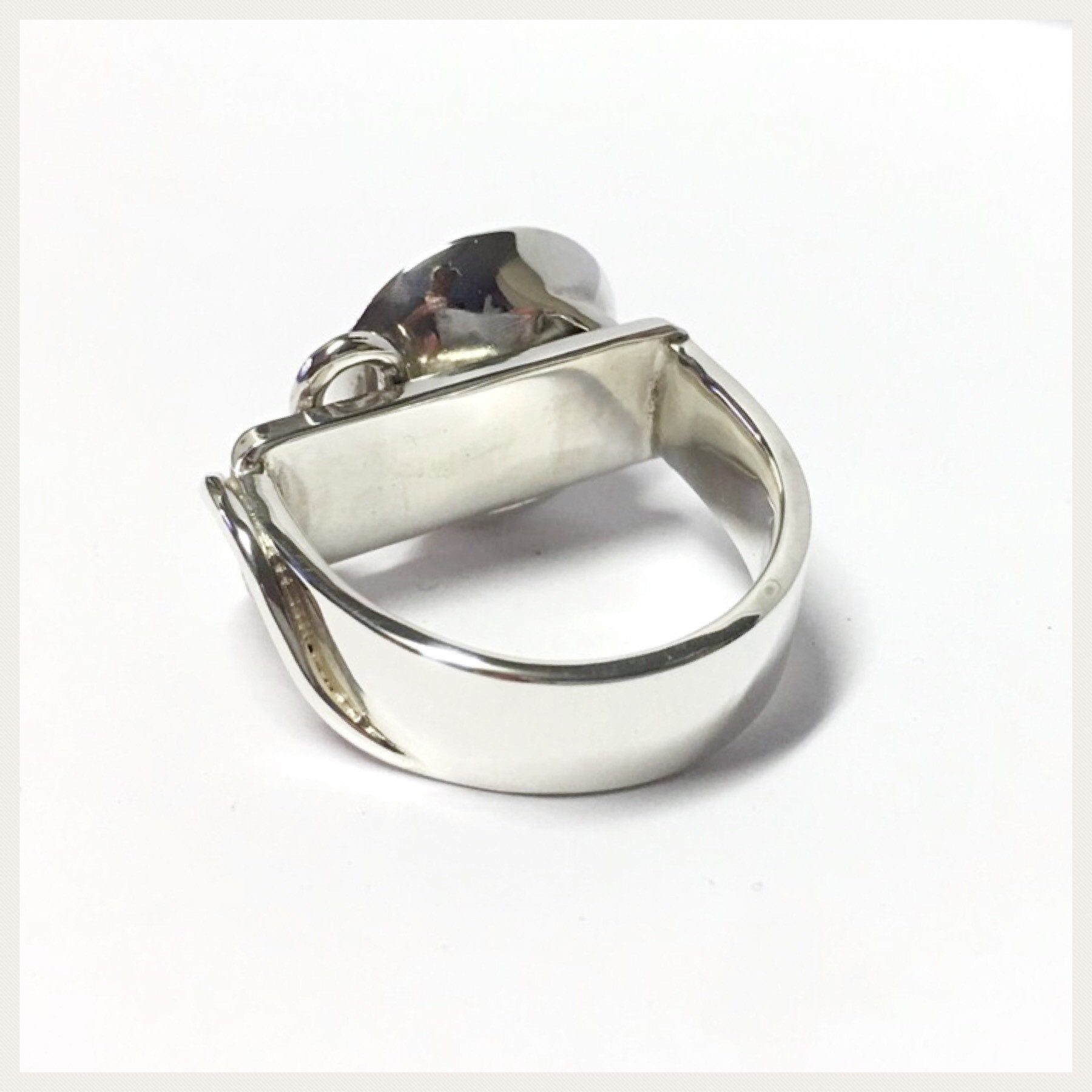 Edelschmiede925 Silberring handgefertigter Silberring 925 Onyx Cabochon - Unikat - Größe 60