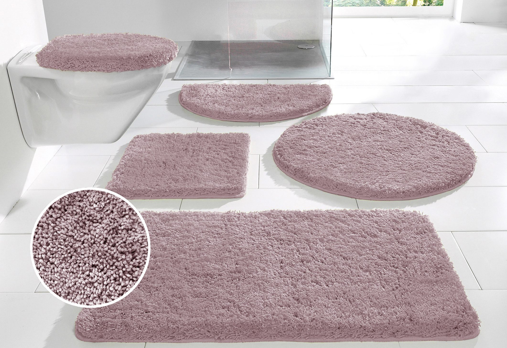 OTTO home Badematte Sanremo, Standard & Premium, 30mm oder 35mm, sehr weich, rutschhemmend beschichtet, schnell trocknend, fußbodenheizungsgeeignet, Polyester, rechteckig, Badteppich, unifarben, rechteckig, rund & als 3-tlg. Set erhältlich