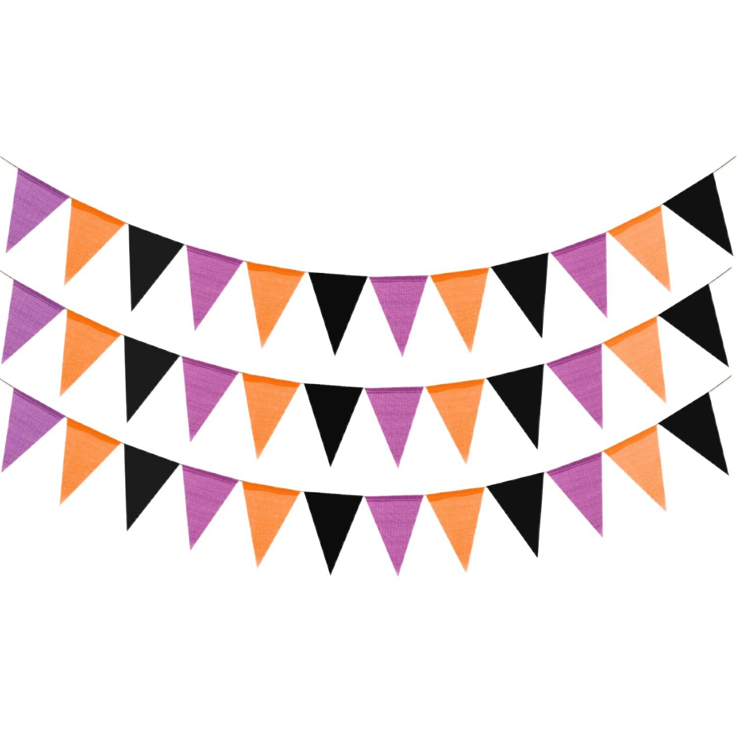 FOUORTUNATE-BEE Wimpelkette 12 m Wimpelkette Halloween Girlande 36 Wimpel Party Deko Bunt Set, Für Halloween Garten Hochzeit Party Zuhause Fenster Zaun Dekoration