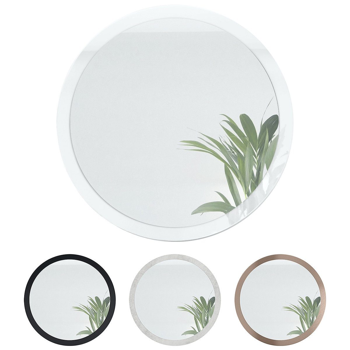 Spiegel, Hochglanz Flur cm Vladon für Wandspiegel MDF-Rahmen), und Globe Schwarz (80 Durchmesser) mit Wohnzimmer (dekorativer in runder