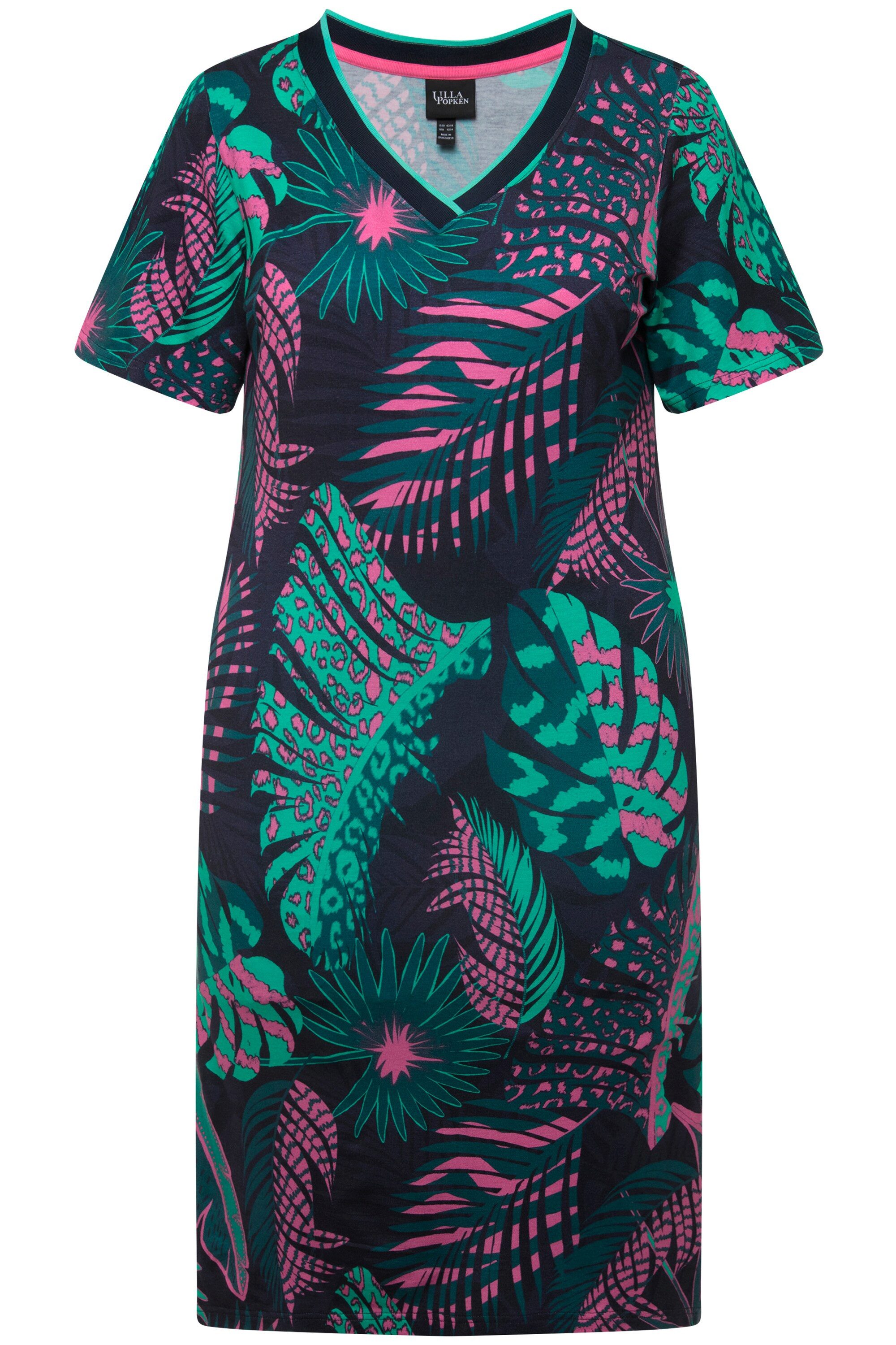 Ulla Popken Jerseykleid Jersey-Midikleid Palmen A-Linie günstig online kaufen
