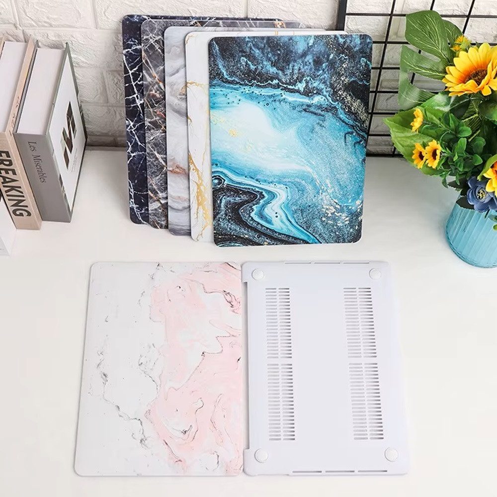 FroShop Laptop-Hülle Schutzhülle für Apple MacBook Air 15 (2025-2023) M4 M3 M2 2-Teilig Schutzcover Hartcase Schutz Cover Etui Tasche, Hülle Modell A3114 / A2941 / A3241 - Blau/Gold Marmor