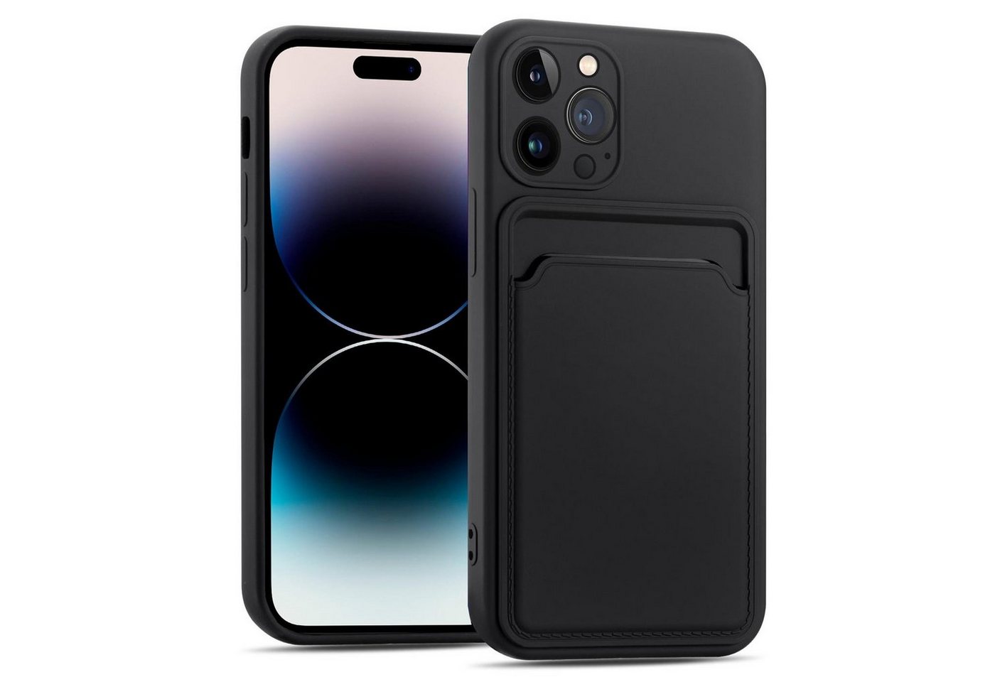 CoolGadget Handyhülle Schutzhülle mit Kartenfach für Apple iPhone 16 Pro Max 6,9 Zoll, Silikon Case Slim TPU Cover Tasche mit Aufbewahrung EC Karte Ausweis