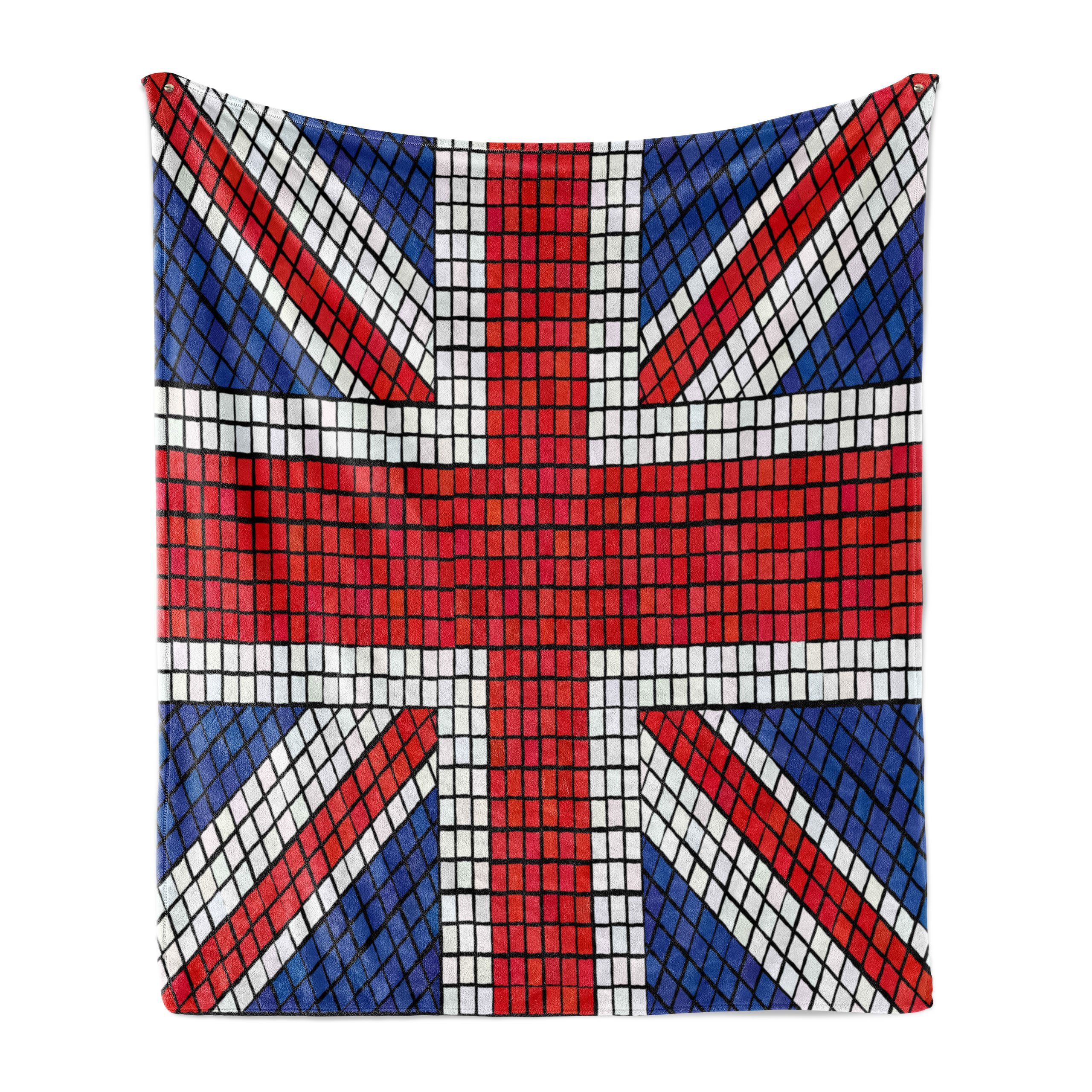 Wohndecke Gemütlicher Plüsch für den Innen- und Außenbereich, Abakuhaus, Union Jack Mosaik Britische Flagge