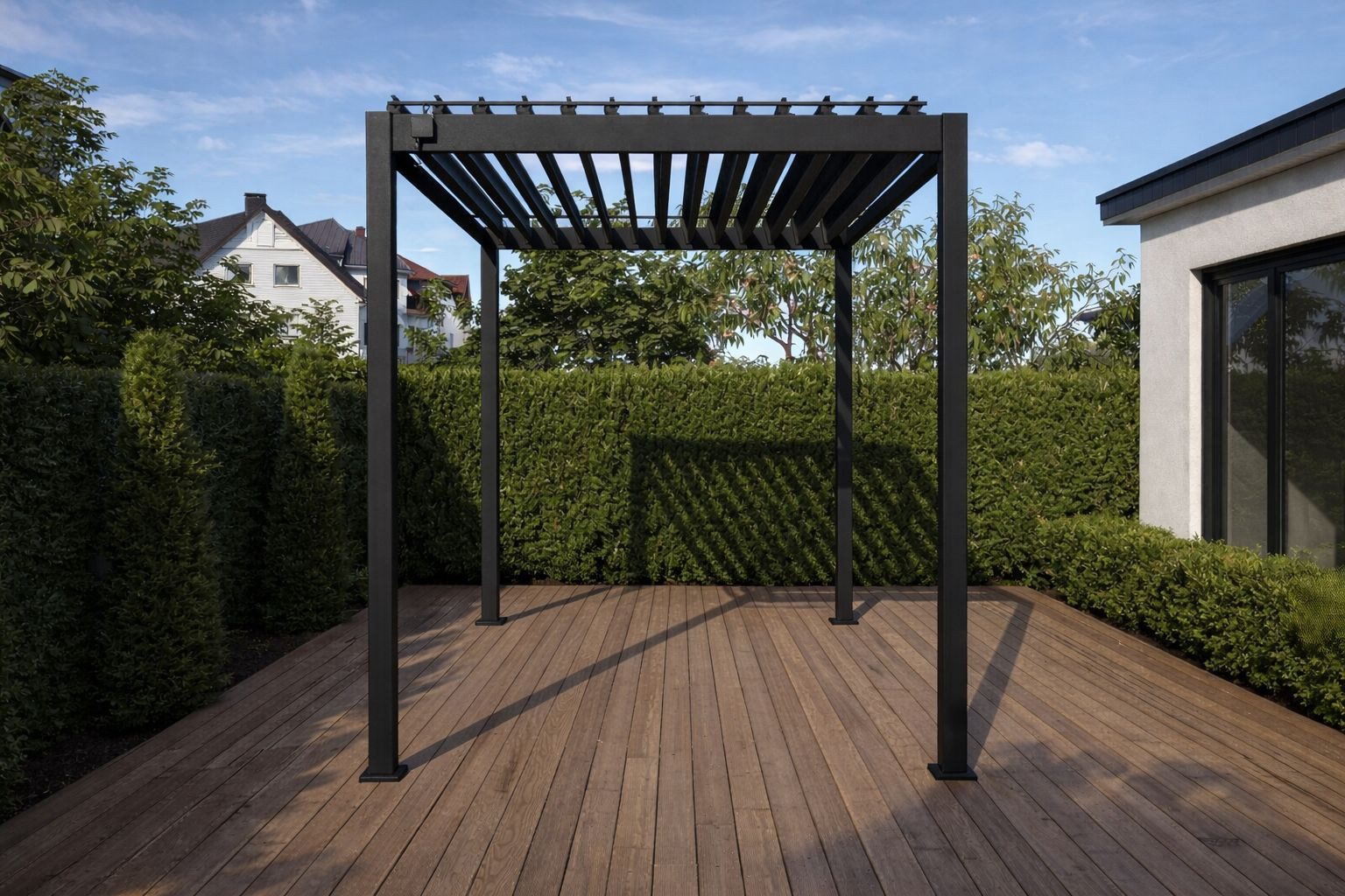 Leco Pavillon Pergola Überdachung Lamellenpergola Sonnenschutz Sonnendach FREE, (Zubehör separat erhältlich wie Rollo, Seitenwand), Gestell aus Stahl pulverbeschichtet