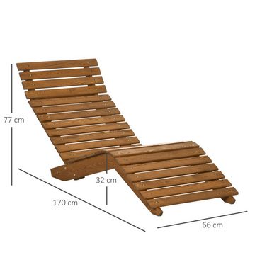Outsunny Gartenliege für Poolbereich, Balkon, bis 120 kg belastbar, Liegestuhl, 1 St., Sonnenliege, Massivholz, Teak 66L x 170B x 77H cm