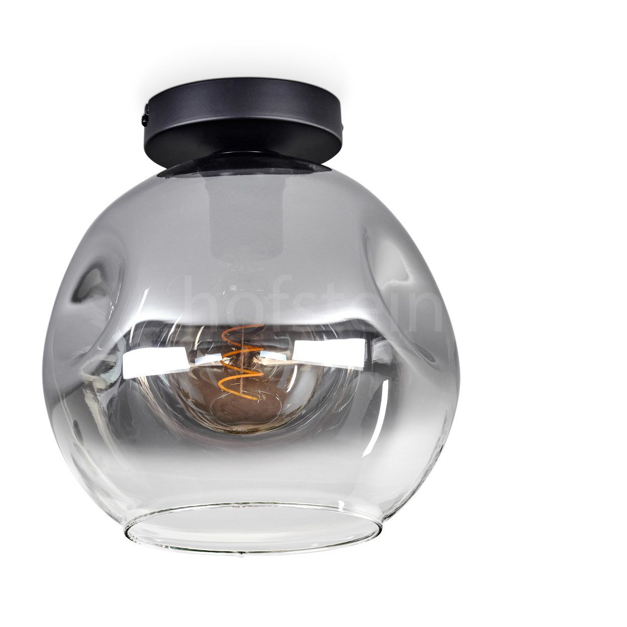 Deckenleuchte Deckenlampe aus Metall/Glas in Schwarz/Rauchfarben/Klar