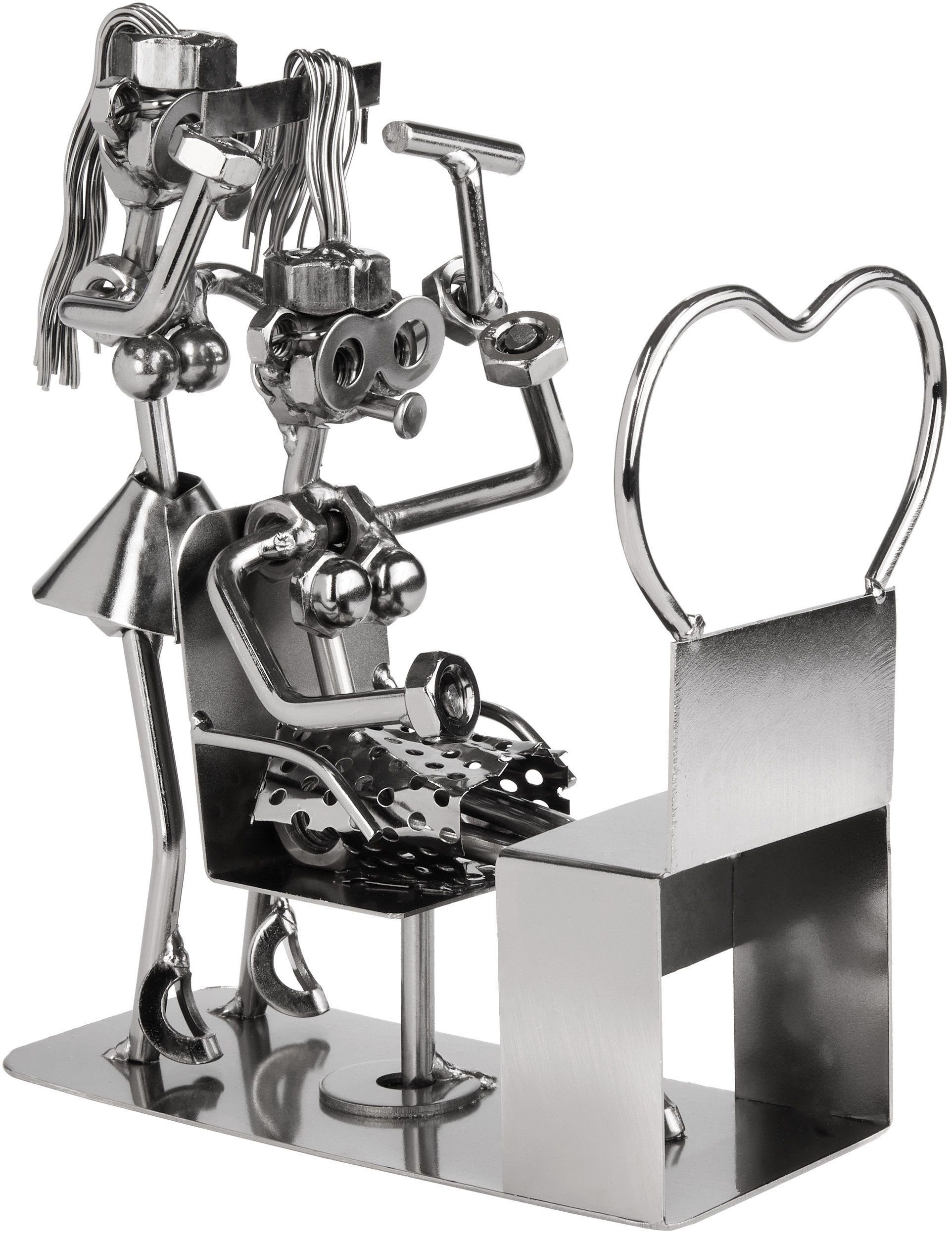 BRUBAKER Dekofigur Metallskulptur Schraubenmännchen Friseur Friseurin (1 St günstig online kaufen