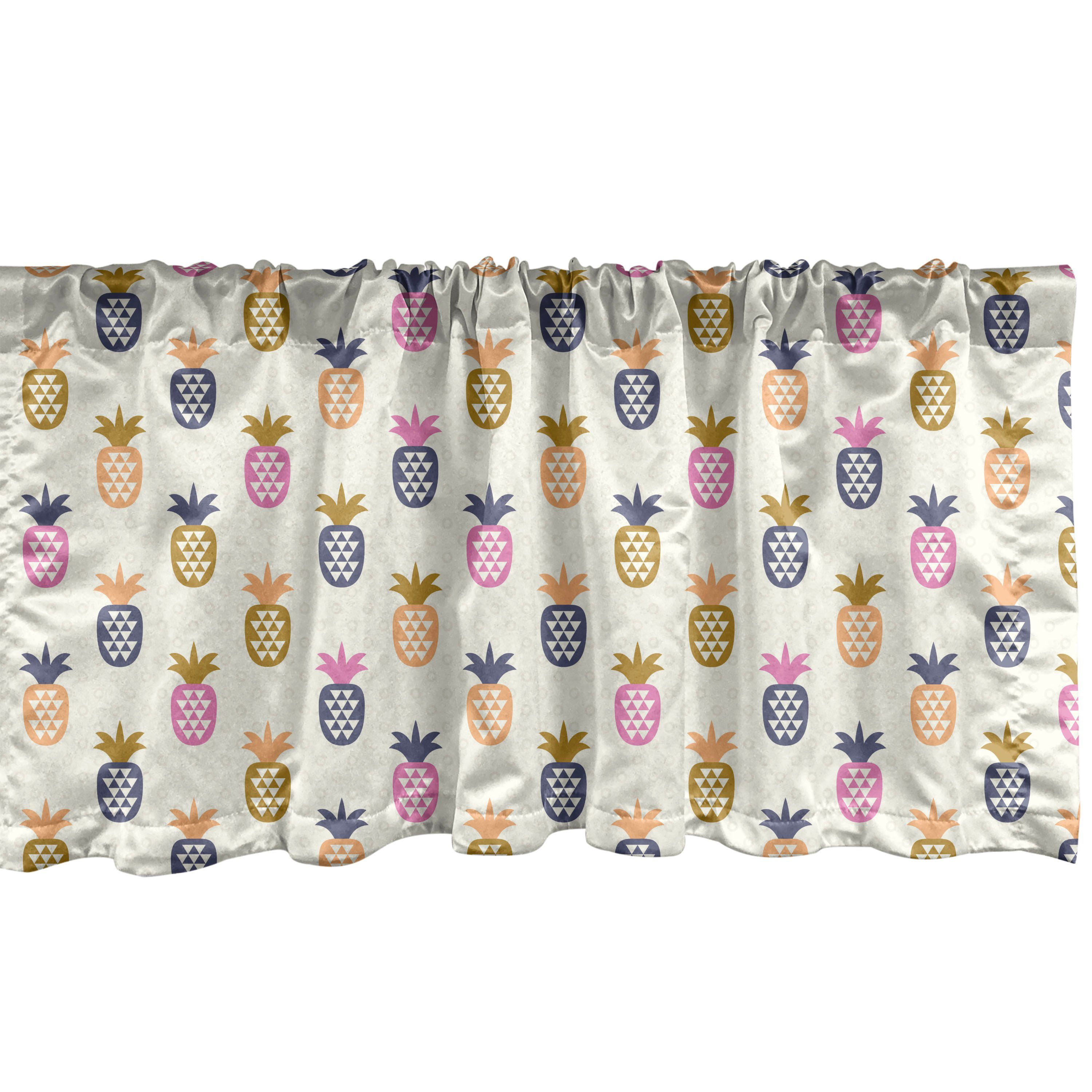 Scheibengardine Vorhang Volant für Küche Schlafzimmer Dekor mit Stangentasche, Abakuhaus, Microfaser, Abstrakt Ananas mit Tupfen