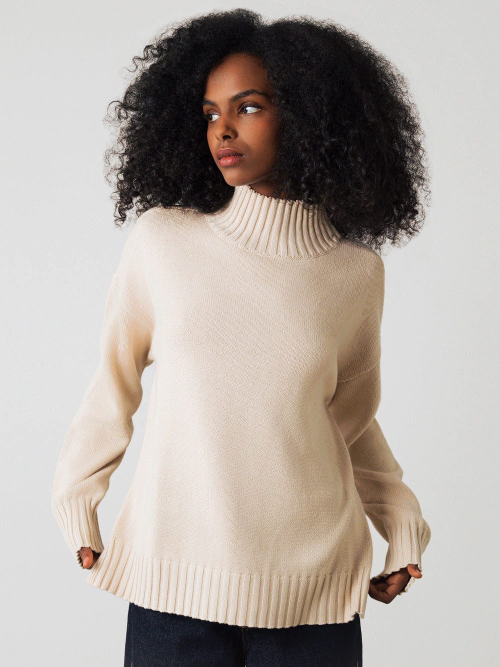 HONEST BASICS Strickpullover Mock-Pullover aus Bio-Baumwolle