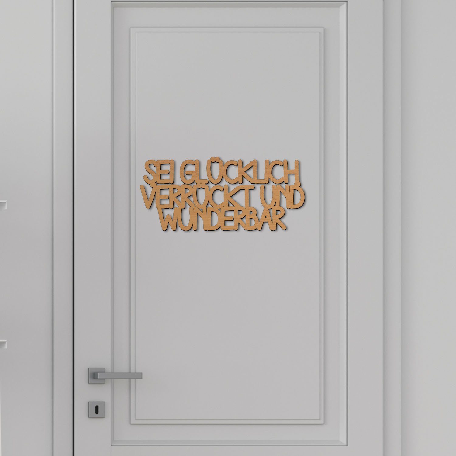 Namofactur Wanddekoobjekt Sei glücklich Schriftzug aus MDF Holz I Geschenke Familie – Bild 5 von 5