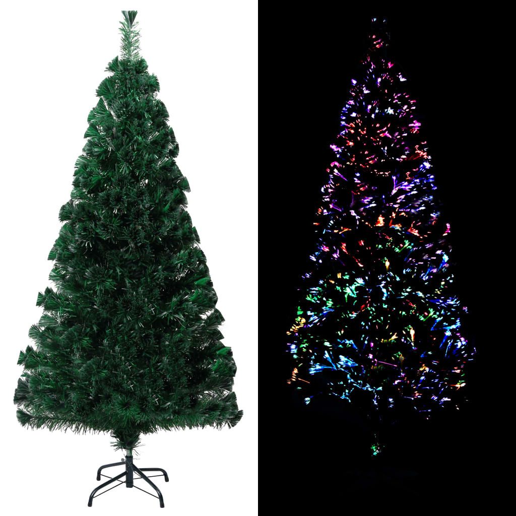 vidaXL Künstlicher Weihnachtsbaum Künstlicher Weihnachtsbaum mit Ständer Grün 120 cm Fiberoptik