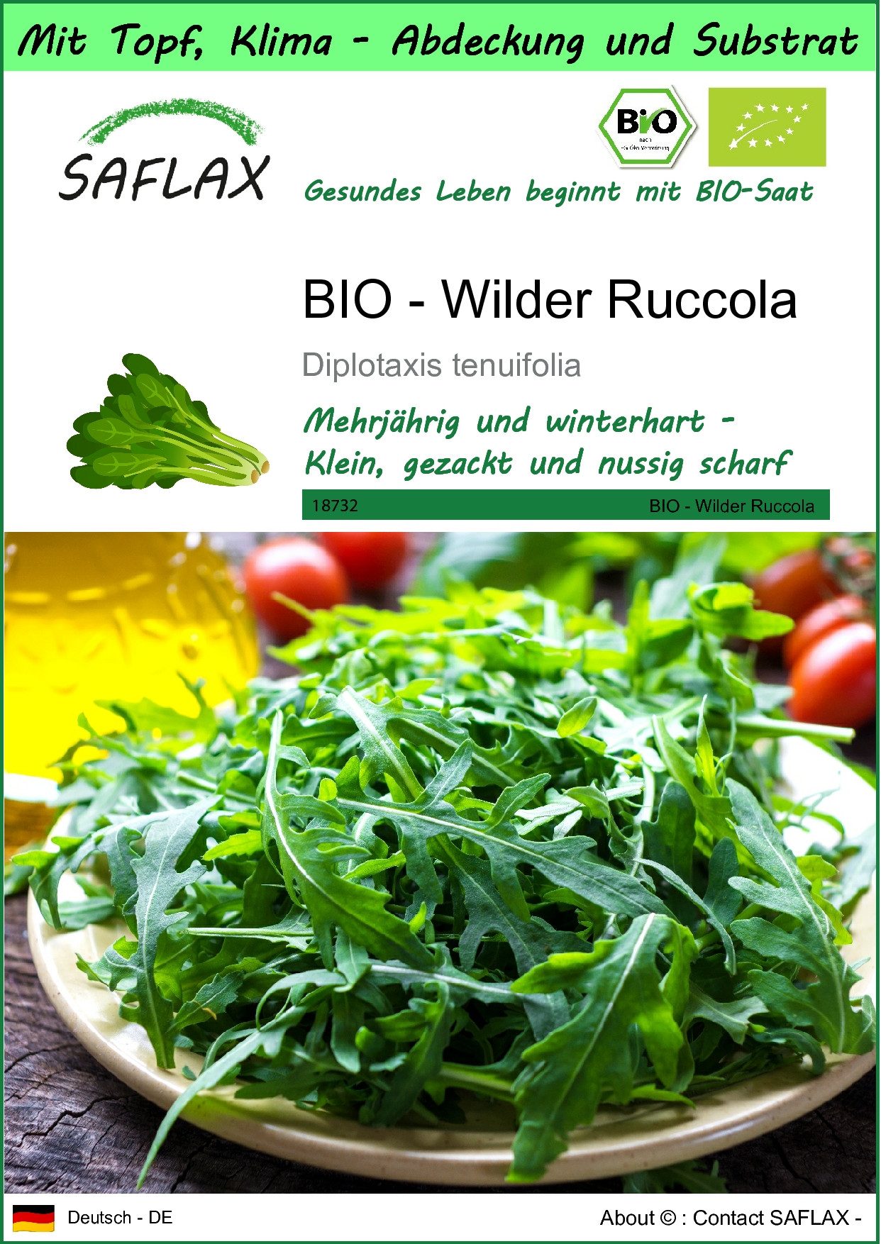 Gemüsesamen SAFLAX - Garden to go - BIO - Wilder Ruccola