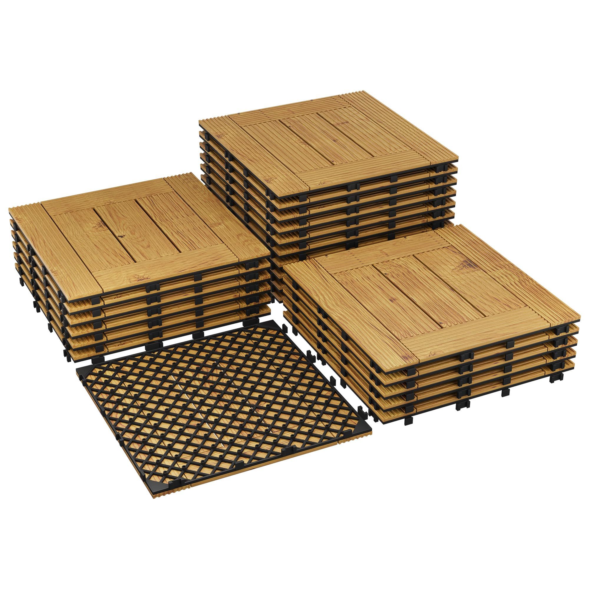 GarveeMore Terrassendielen 22 Pack Holz Deck Fliesen 12 "X12" Patio Bodenbelag
