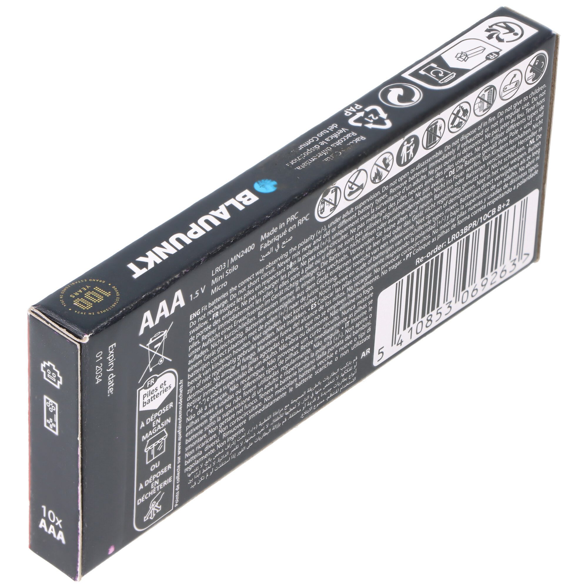 Blaupunkt Blaupunkt Alkaline Premium Batterie 1,5V AAA LR03 10er-Pack Batterie, (1,5 V)
