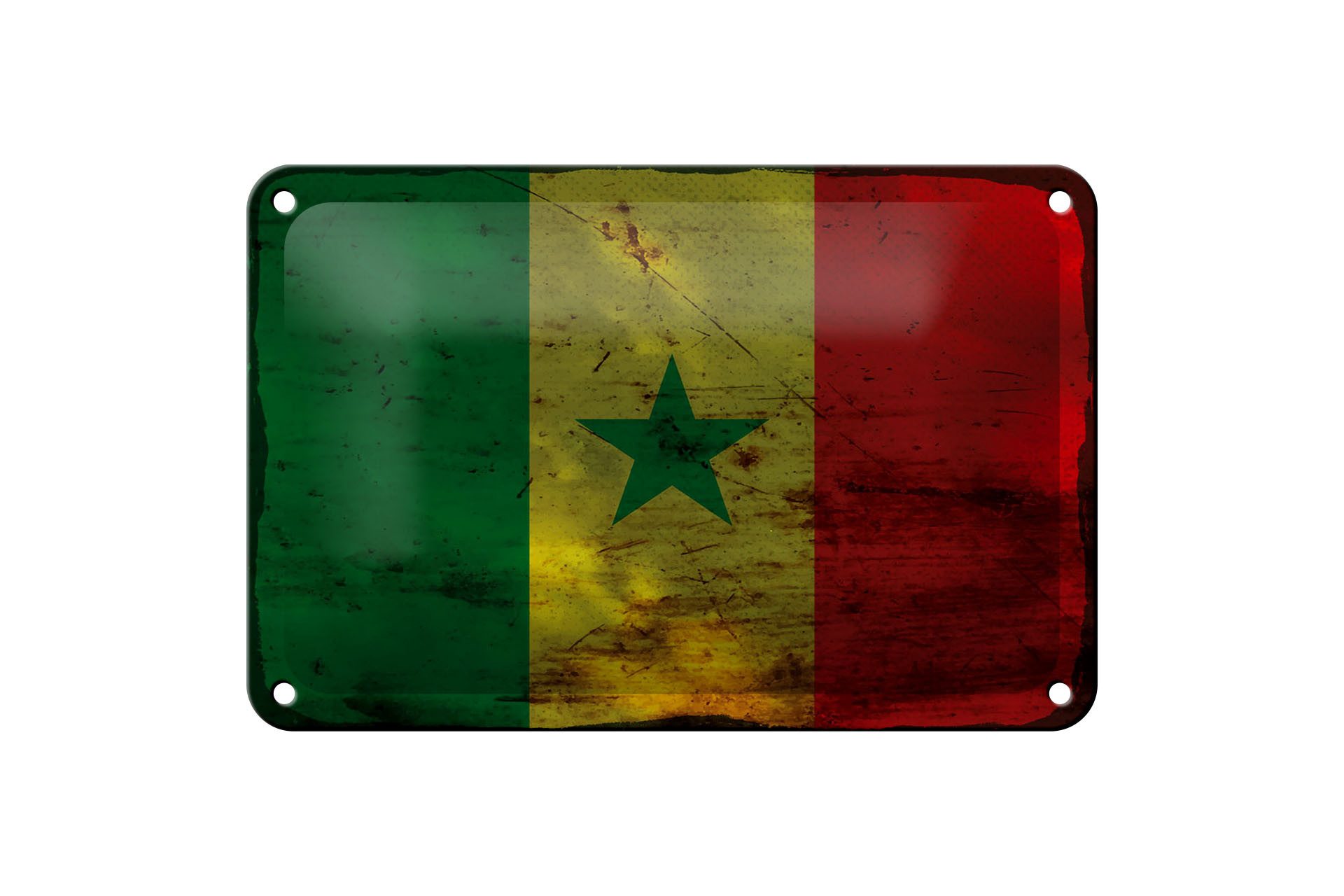 Femer GmbH Metallschild Flagge Senegal 18x12cm Flag of Senegal Rost, (1 St), gewölbte Oberfläche, abgerundete Ecken, umgeschlagene Kanten