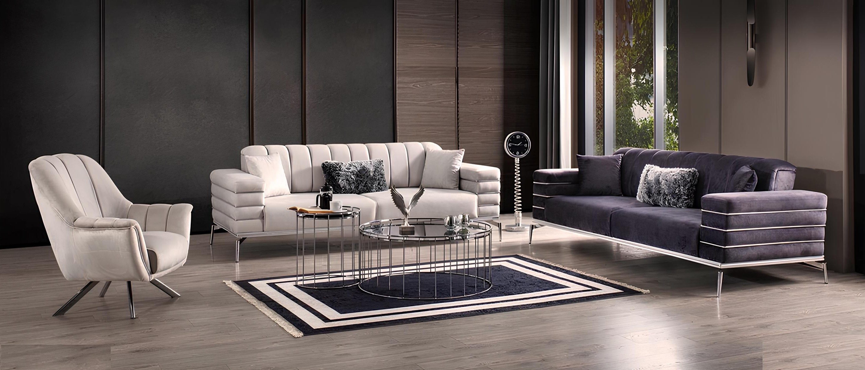 Xlmoebel Polstergarnitur Sofa Samt 3311 Design mit Metall-Garnitur und Polster Sitz, (4-tlg), Made in Europa