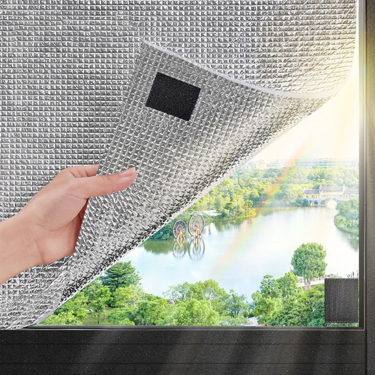 Diwzbyn Sonnenschutz-Fensterfolie Wärmedämmende Sichtschutzfolie für Fenster, verdunkelnde,Sonnenschutz, Selbstklebende Alu-Fensterfolie, UV-Schutz & Wärmedämmung