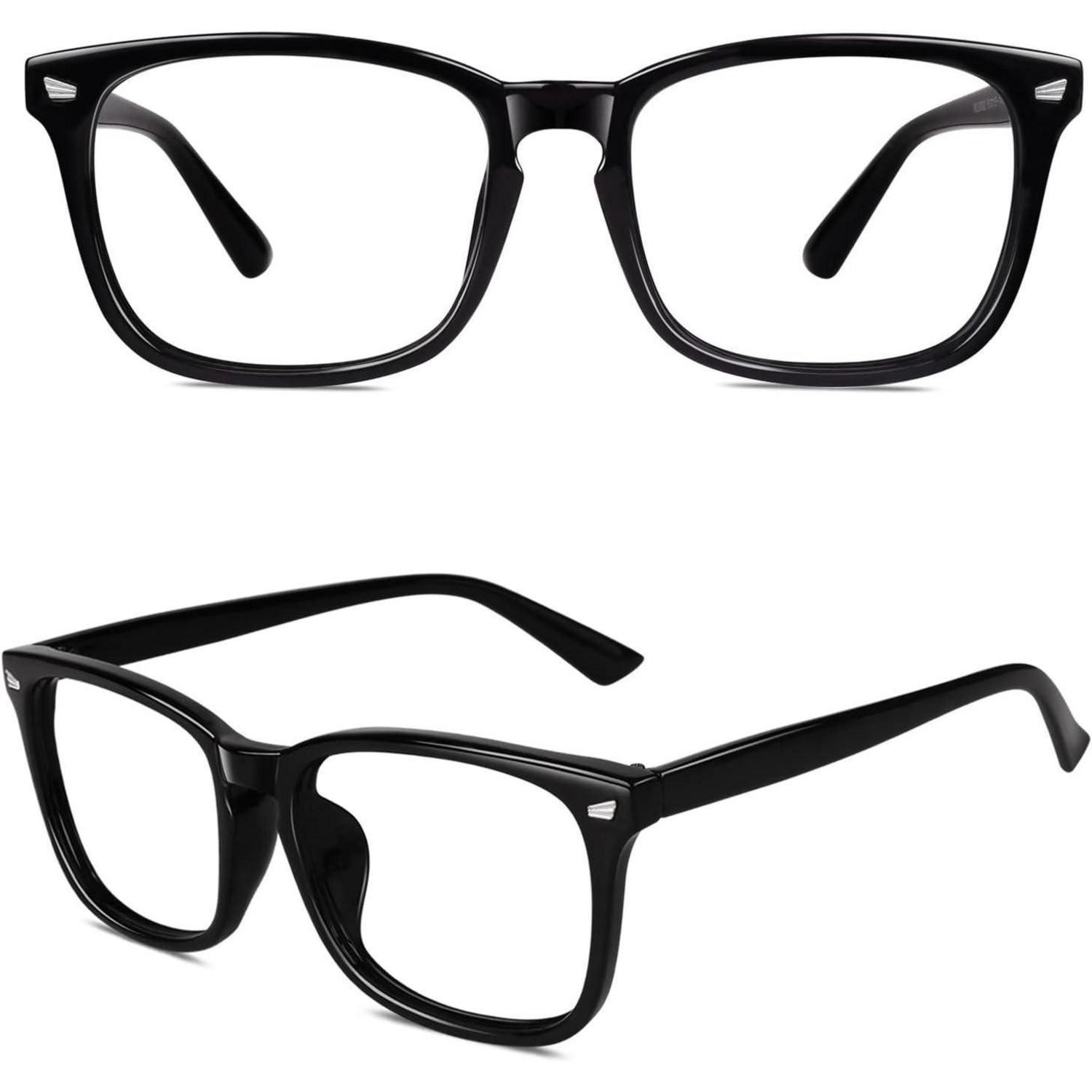 Brillengestell Hornbrille Nerdbrille Damen Herren UV400 Ohne 1 Glänzend Schwarz