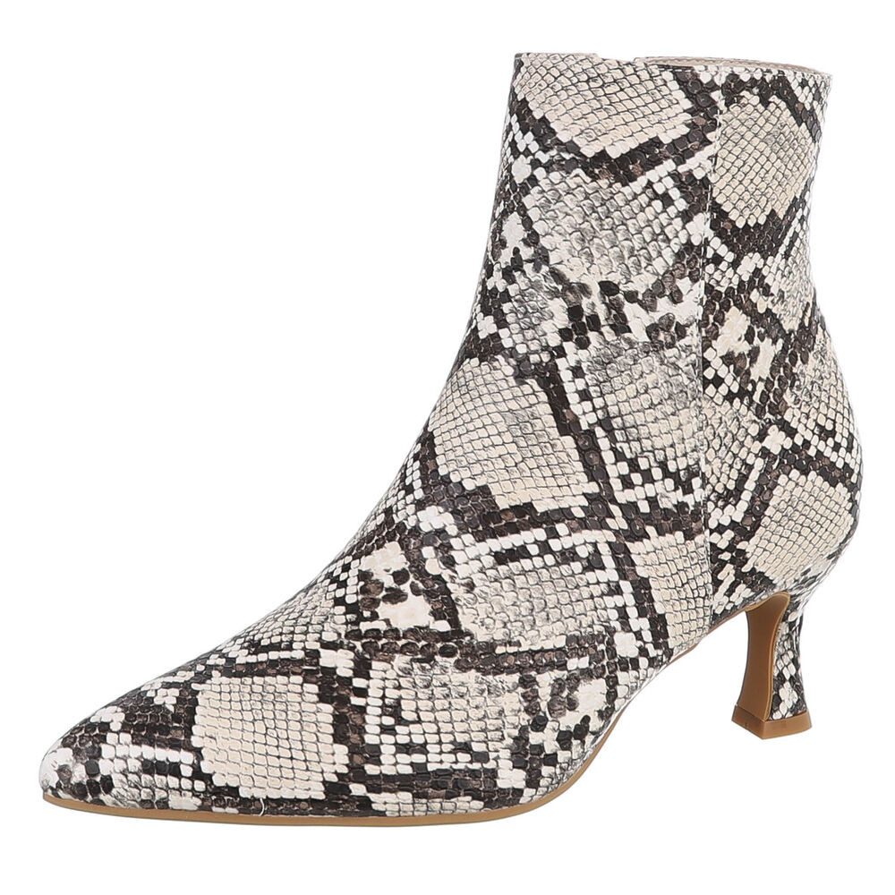 Ital-Design Stylische Damen-Stiefeletten mit Stickdetails für Alltag Stiefelette (91409478) Pfennig-/Stilettoabsatz Stiefeletten in Beige