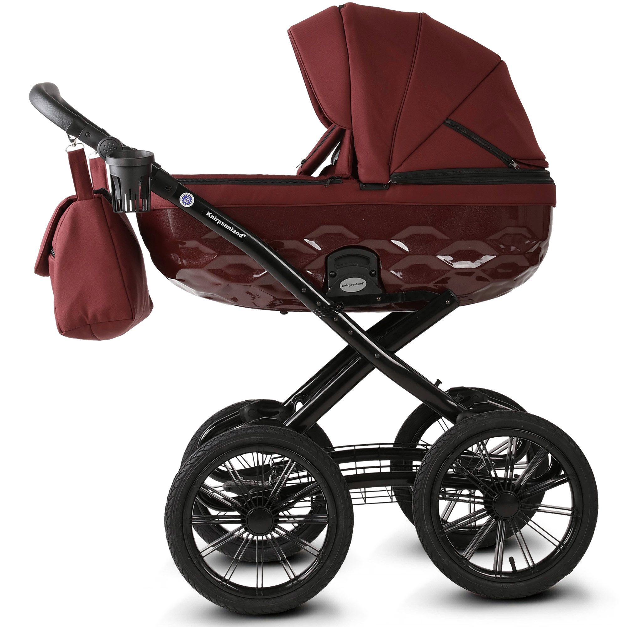Knirpsenland Kombi-Kinderwagen Premium Retro Exclusive 2in1 inkl. Sportwagen, Wickeltasche & Zubehör, (Spar-Set), Kinderwagen, Handarbeit, 2in1 Kombi mit Babywanne und Sportsitz