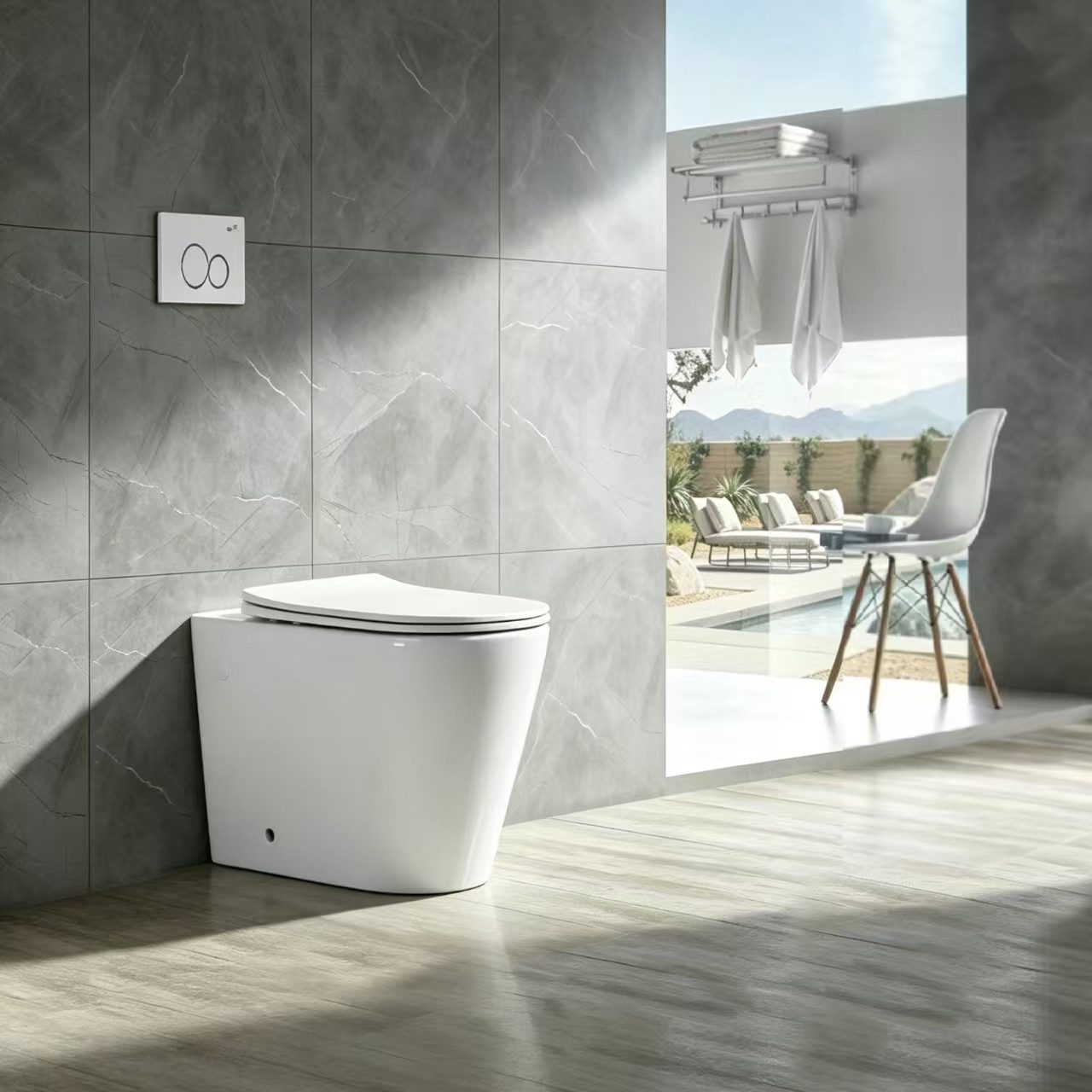 welltime Tiefspül-WC Vigo II, wandhängend, Abgang waagerecht, spülrandlose Toilette aus Sanitärkeramik, inkl. WC-Sitz mit Softclose