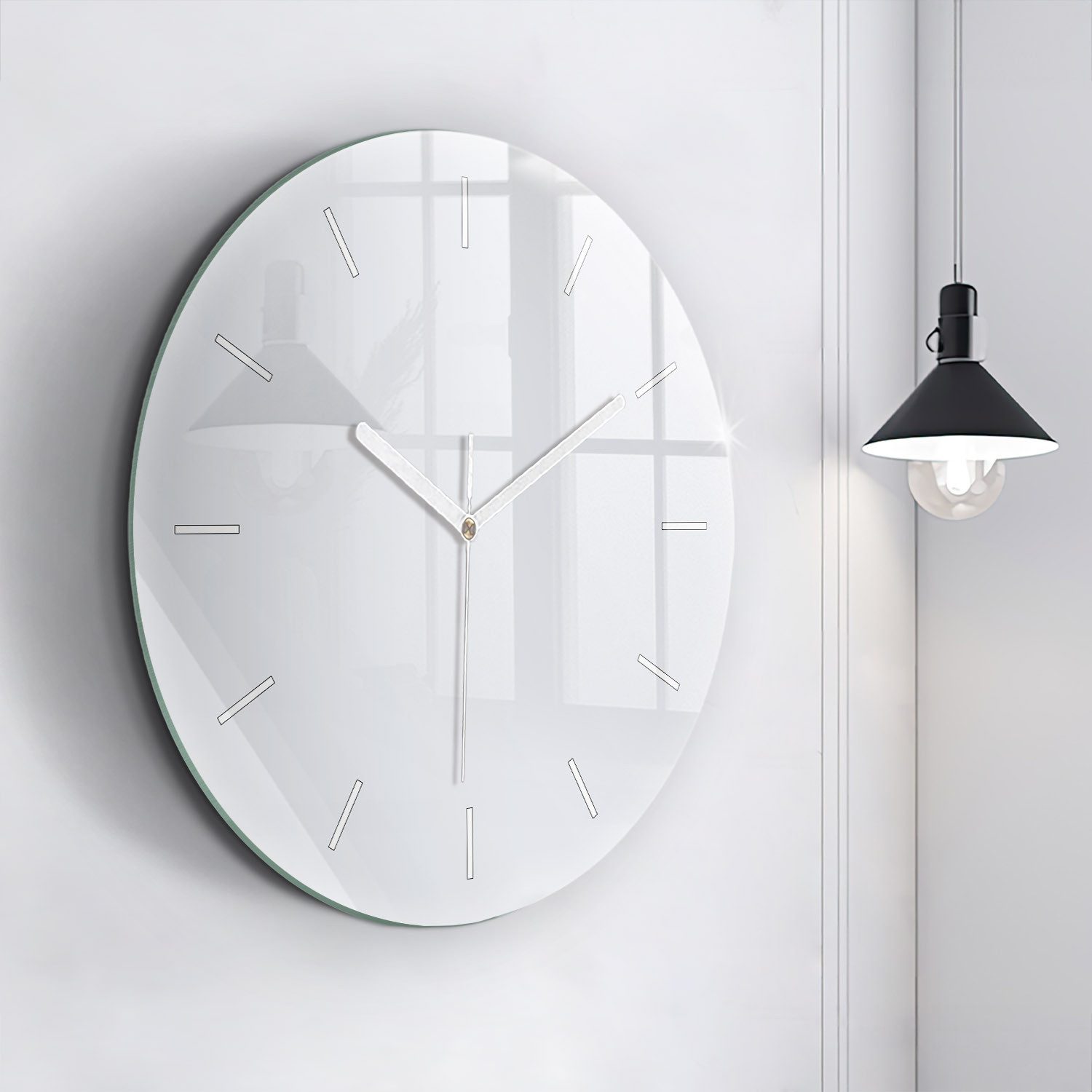 Tulup Wanduhr Glasrunde Uhr Moderne Glaswanduhr 60cm Uhr aus Gehärtetem Glas
