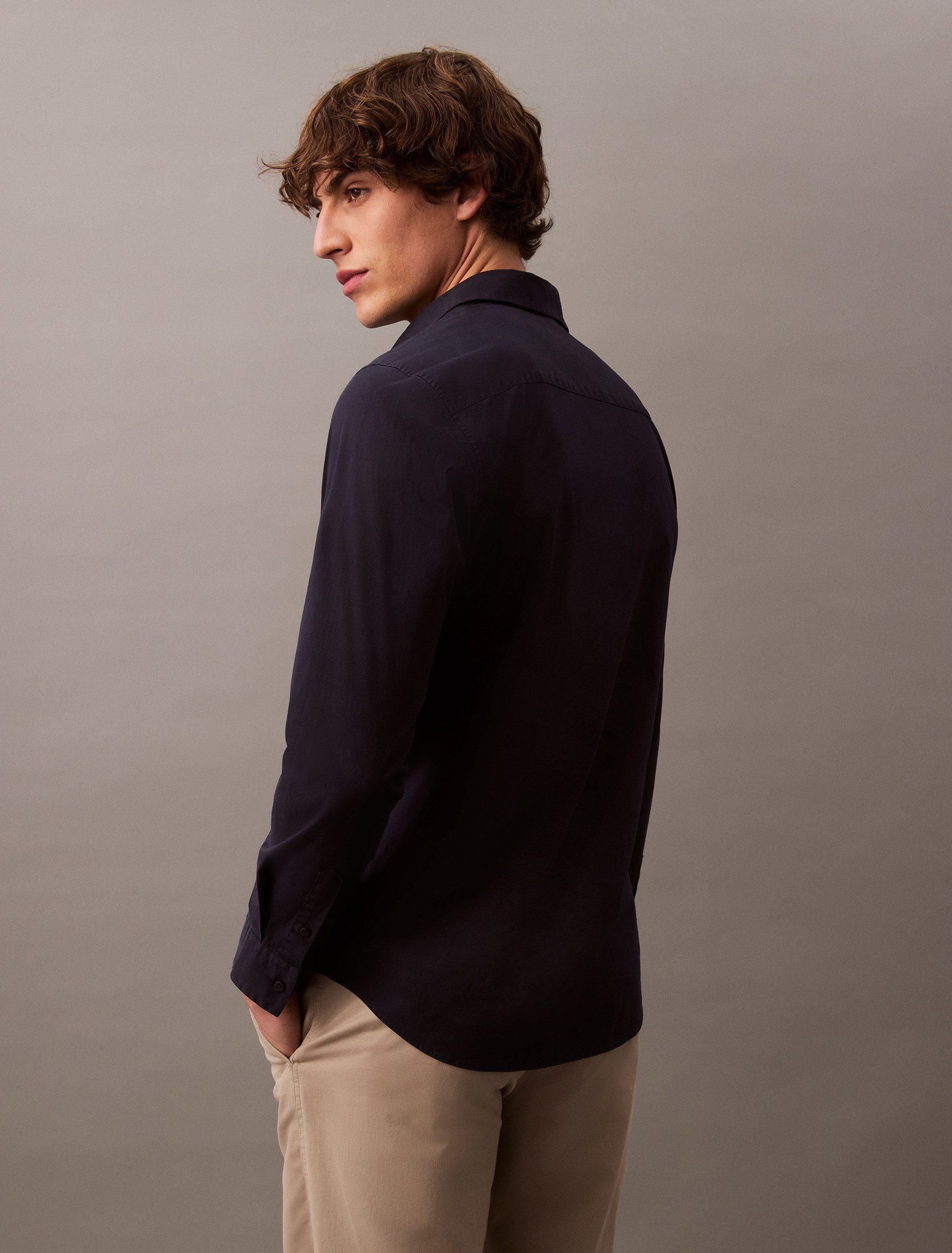 Calvin Klein Langarmhemd slim fit, in Unifarbe günstig online kaufen