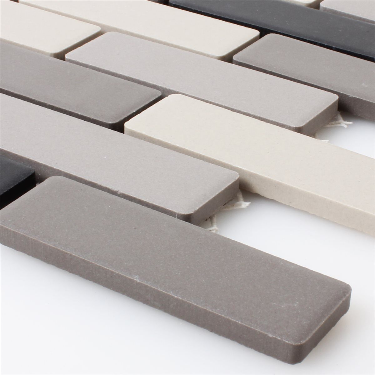 Mosafil Mosaikfliesen Mosaikfliesen Keramik Beige Grau Unglasiert, Keramik 29.000x26.100, schwarz-beige-grau, Verlegefertig auf ein Netz geklebt - Frostsicher - Wasserdicht -