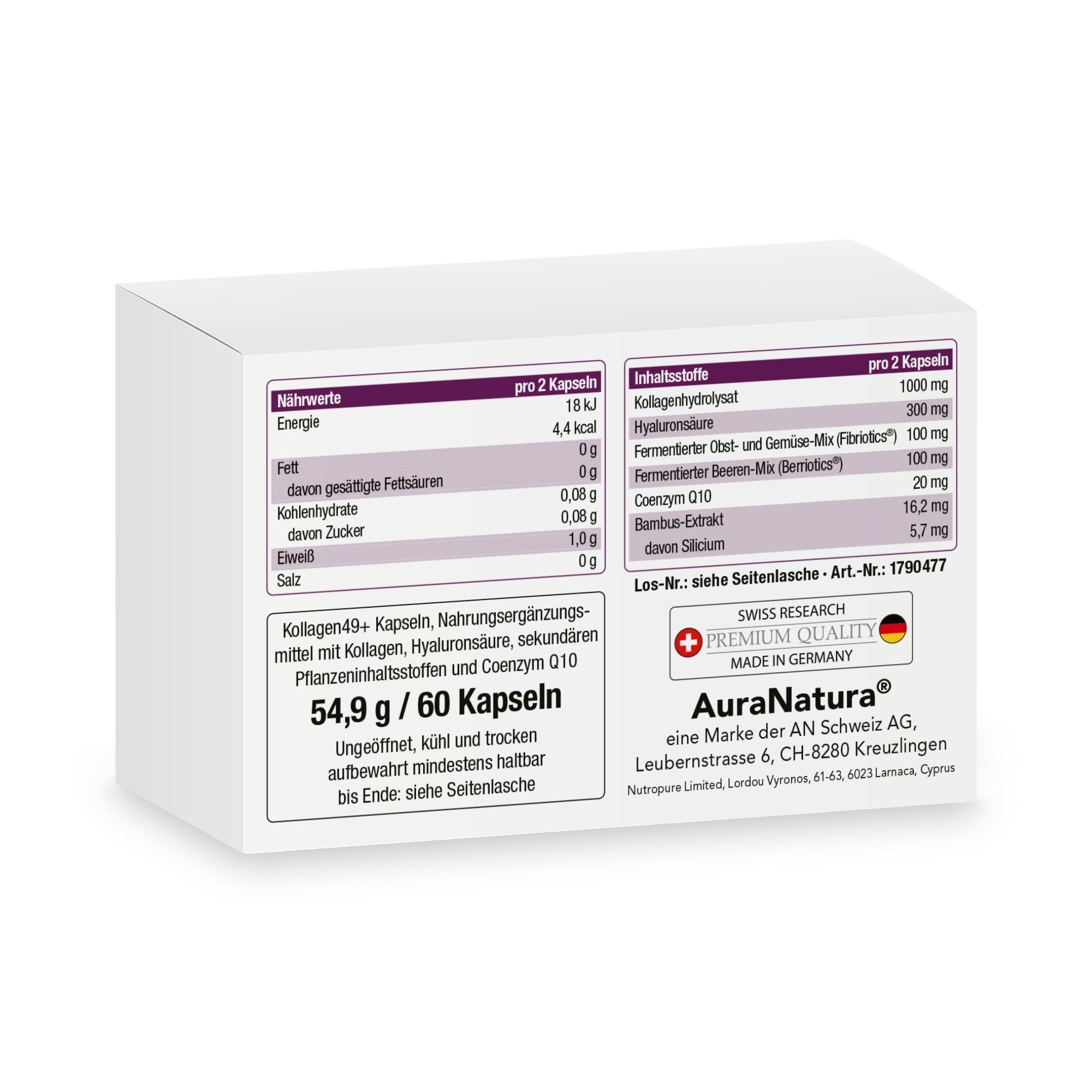 Aura Natura Kollagen49+, mit Hyaluronsäure & Coenzym Q10 Kapseln