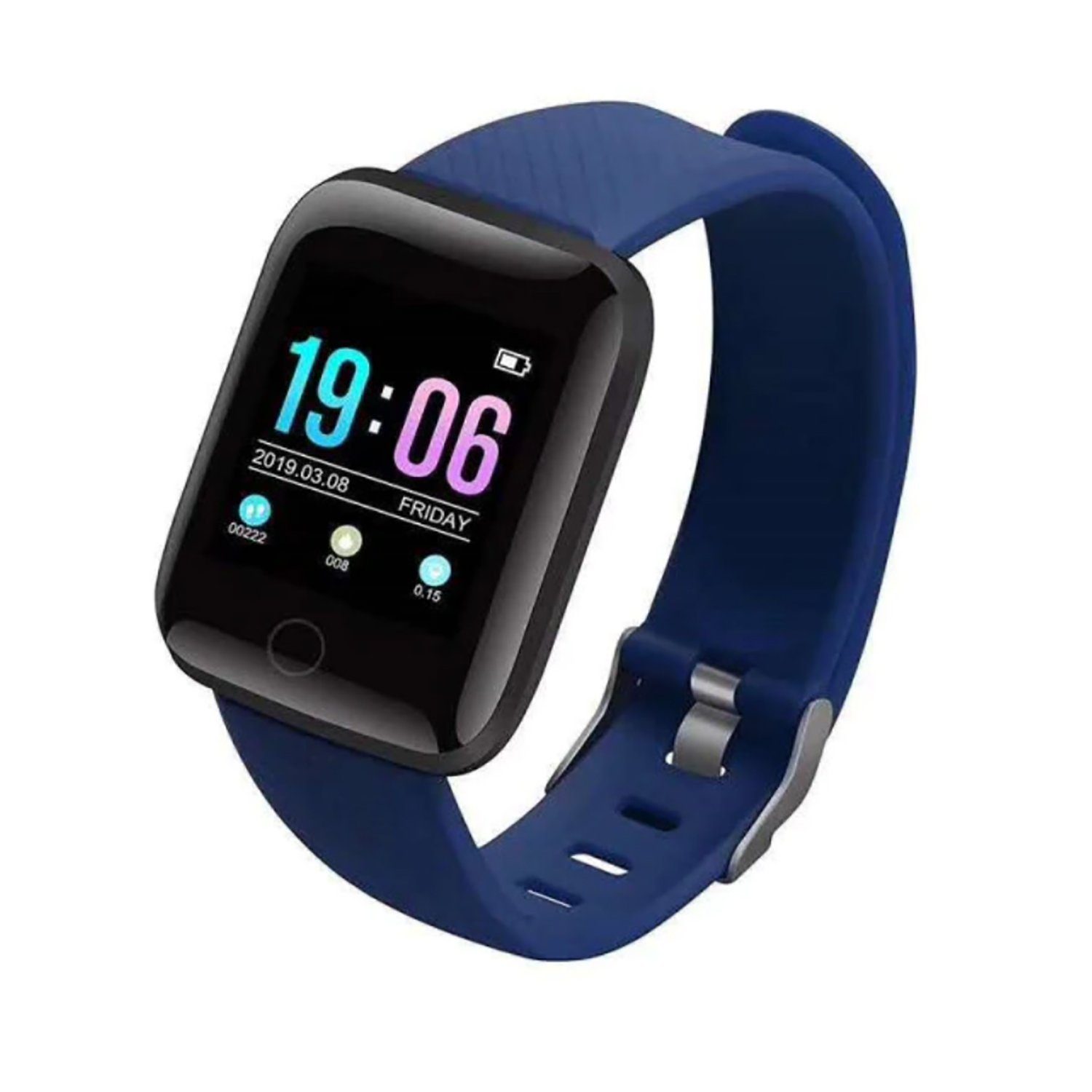 TPFNet SW13 mit Silikon Armband und Schrittzähler Smartwatch (Android), mit Blutdrucksmesser, Musiksteuerung, Kalorien, Social Media wie Whatsapp etc., Blau