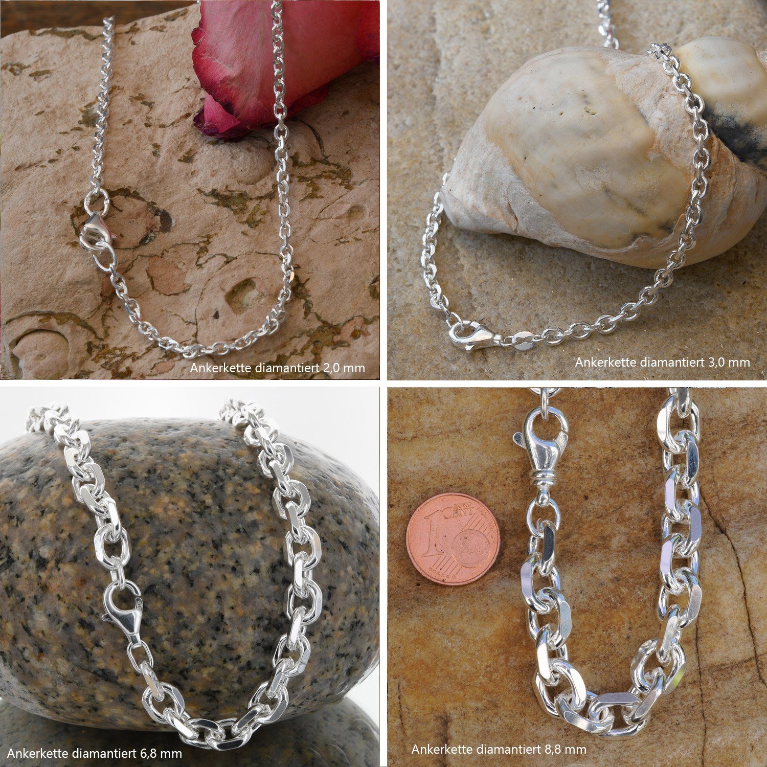 HOPLO Silberkette Ankerkette diamantiert Länge 40cm günstig online kaufen