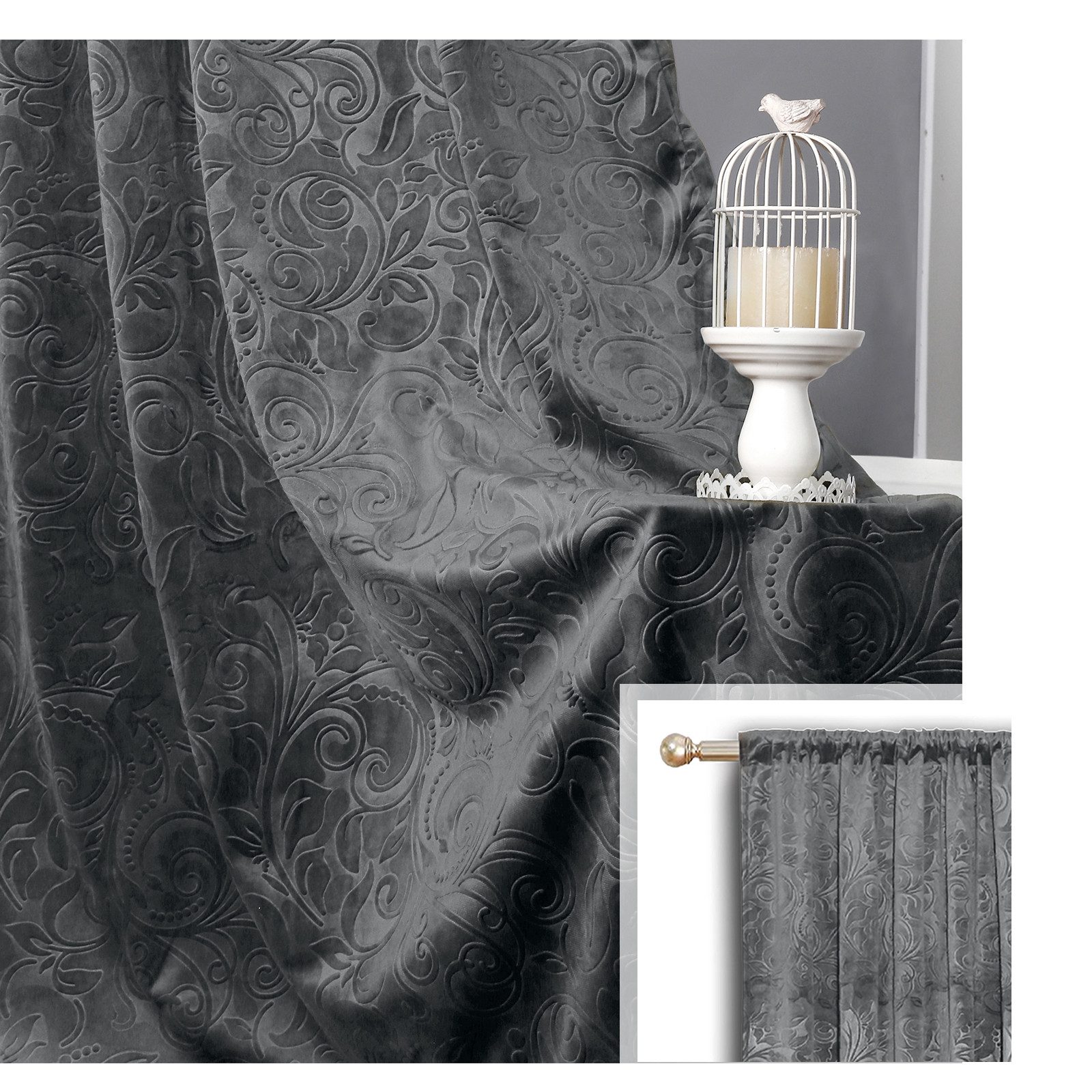 BTTO V&G Verdunkelungsvorhang Vorhänge Luxus Samt Scheibengardine 2 Stück B günstig online kaufen