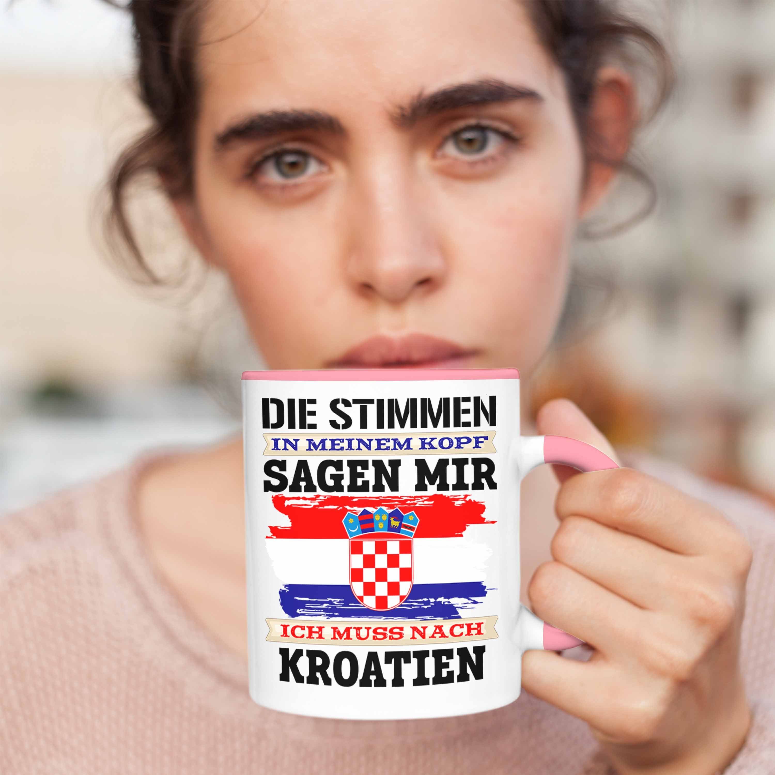 Rosa Trendation Tasse Land Kroatien Tasse Geschenk Urlaub Trendation Kroaten für -