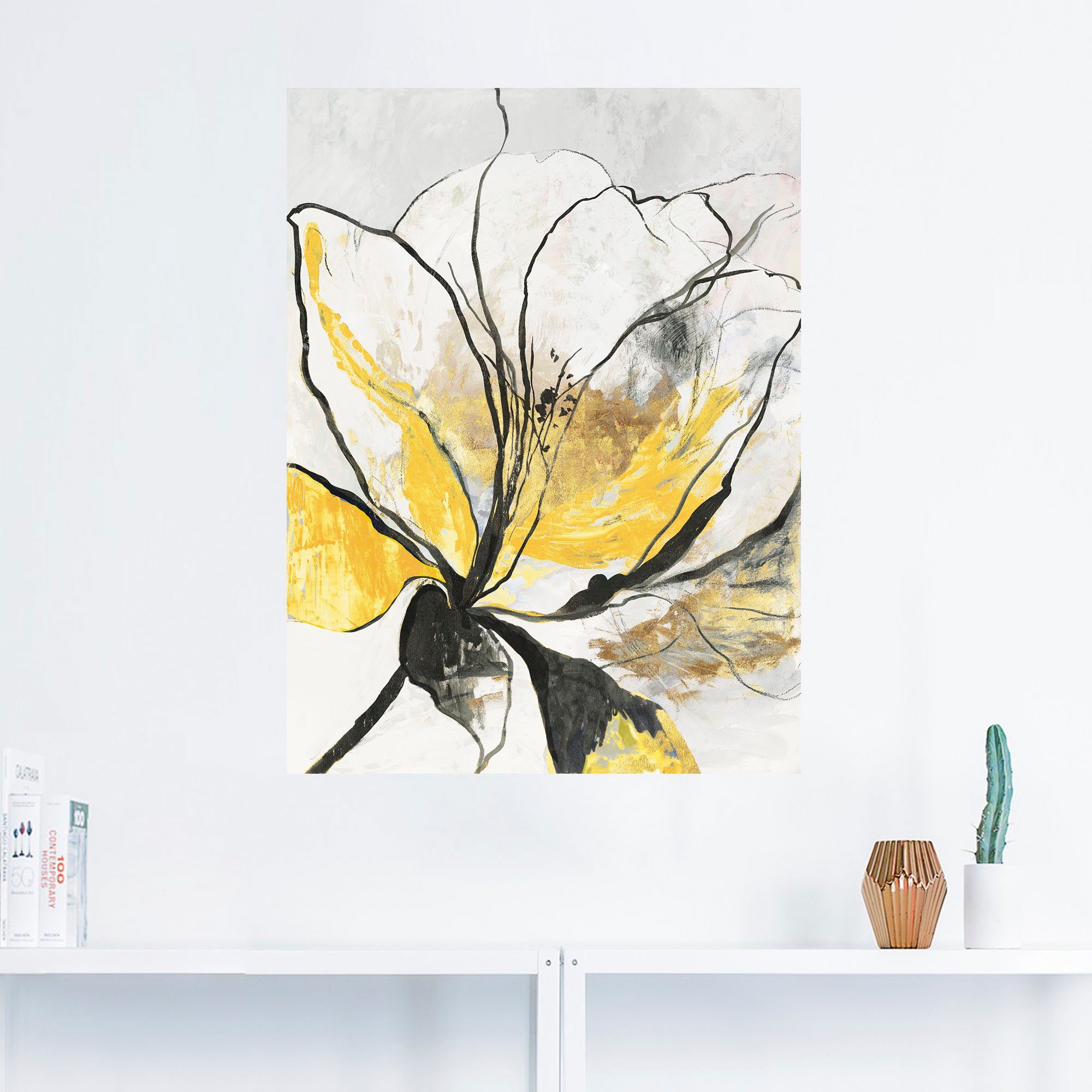 Artland Wandbild Umrissenes Blumenmuster I gelbe günstig online kaufen
