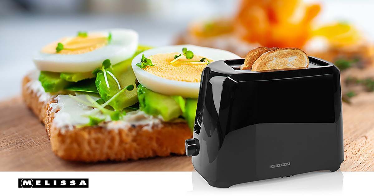 MELISSA Toaster 16140149, freistehend, für Beton, Fliesen, Mauerwerk, Mörtel, Putz, 700 W, 6 Bräunungsstufen, herausnehmbares Krümelfach, kompakte Nutzung