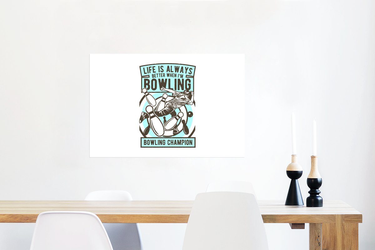 Wandbild, Sport Poster Poster, Wandposter für Bowling St), (1 Jahrgang, - MuchoWow Wohnzimmer, - Ohne Rahmen
