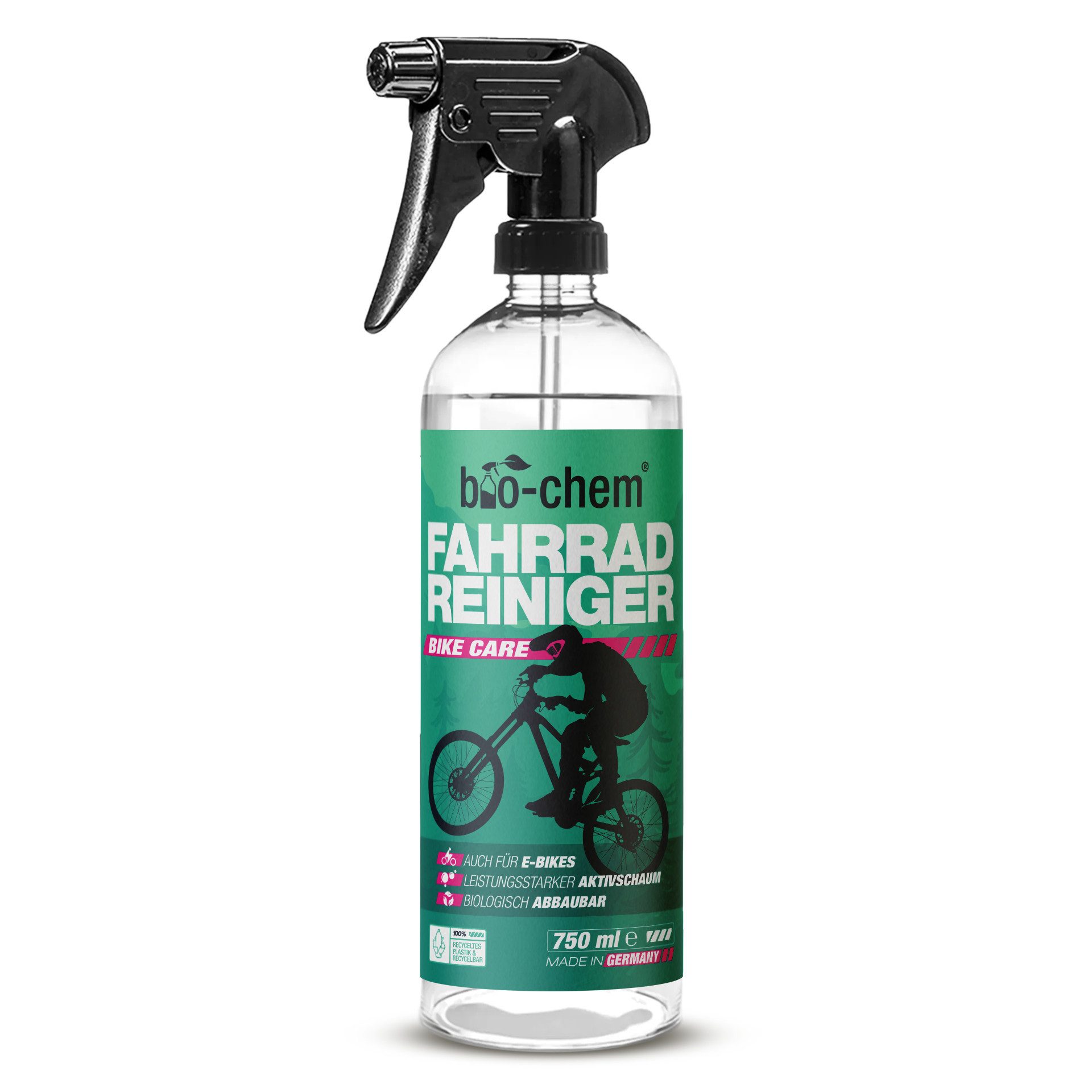 bio-chem Fahrradreiniger - 750 ML - biologisch abbaubarer Aktivschaum Zweiradreiniger (Einzelprodukt, [- Fahrradreiniger 0.75 l Handsprayflasche Biologisch abbaubar & materialschonend)
